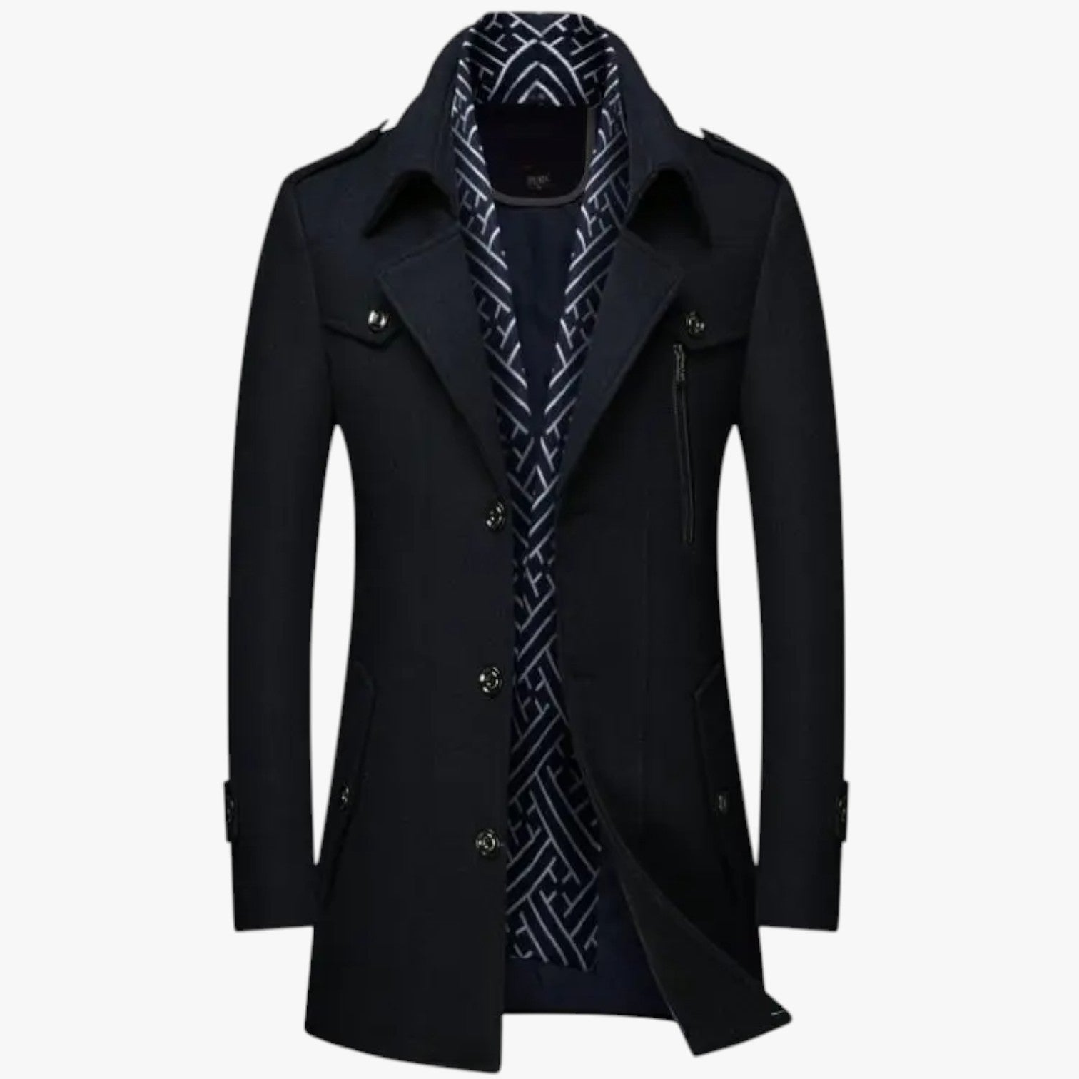 Dalton | Eleganza e calore - Cappotto lungo in lana per l'inverno - Nero - coat men coats Jackets & Coats - Concept Palermo