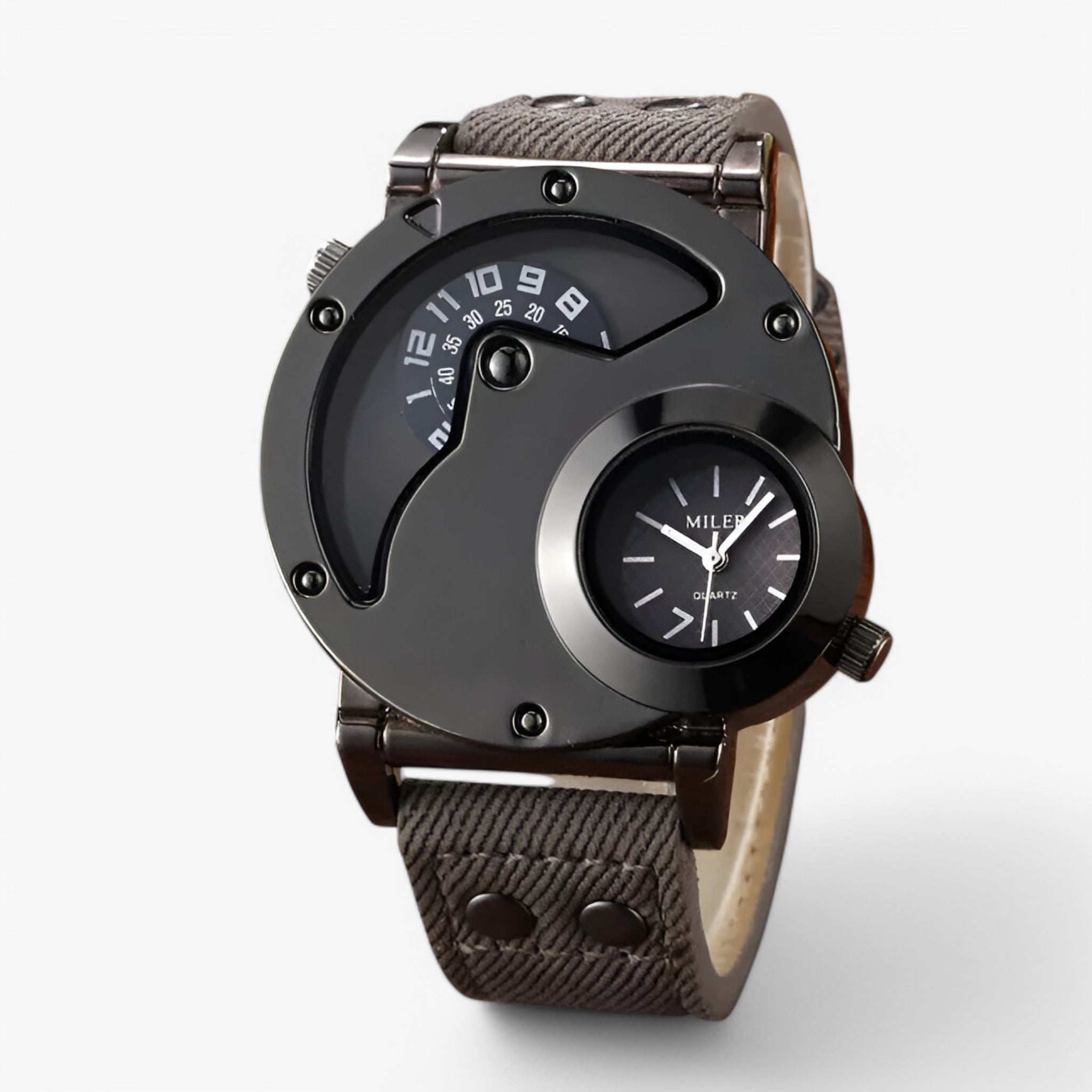 Ajax – Orologio da Uomo in Stile Cowboy con Doppio Fuso Orario - grigio - mens watch watch for men - Concept Palermo