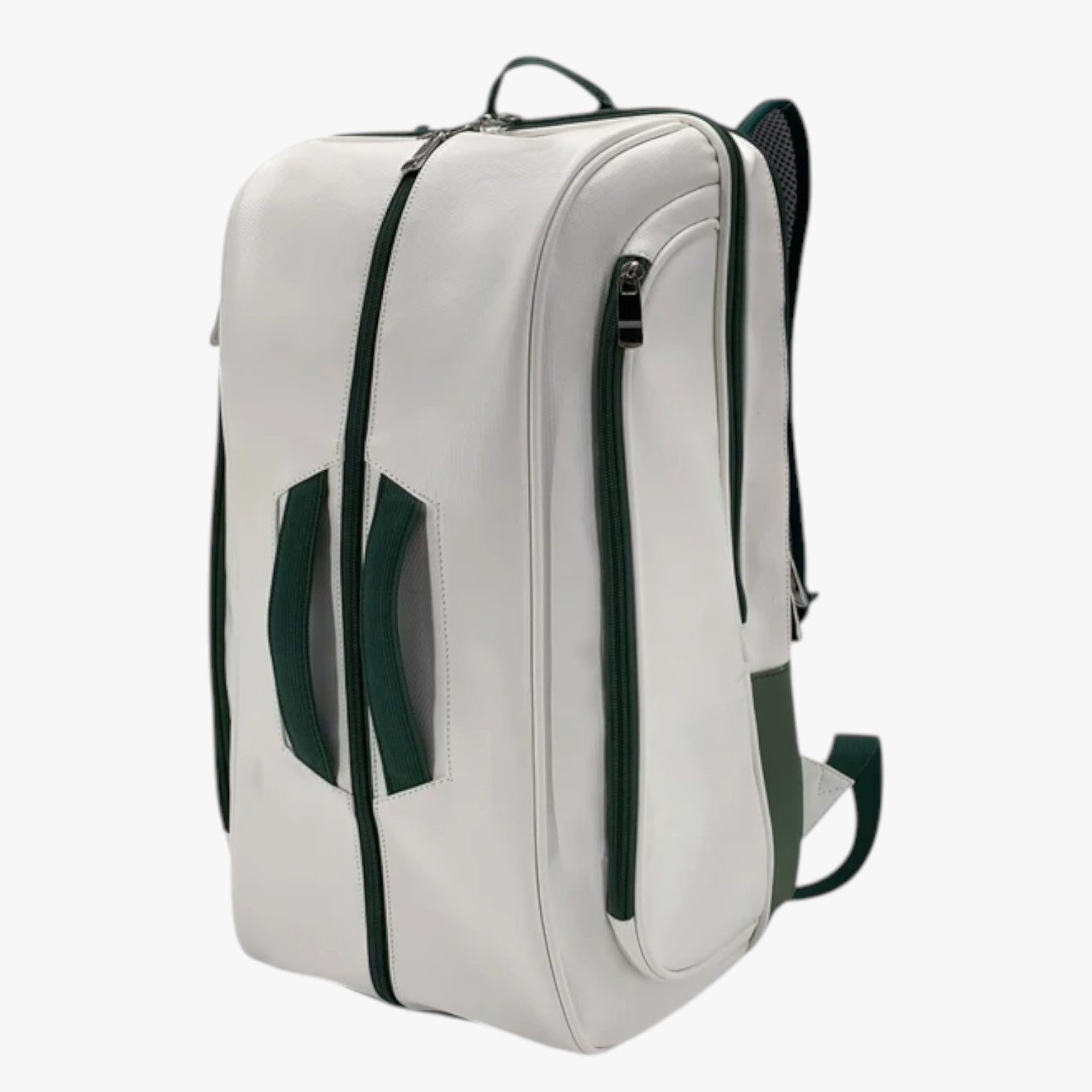 Adriel | Zaino da tennis impermeabile con porta scarpe e stile in PU - Bianco con verde - Backpack Backpacks - Concept Palermo