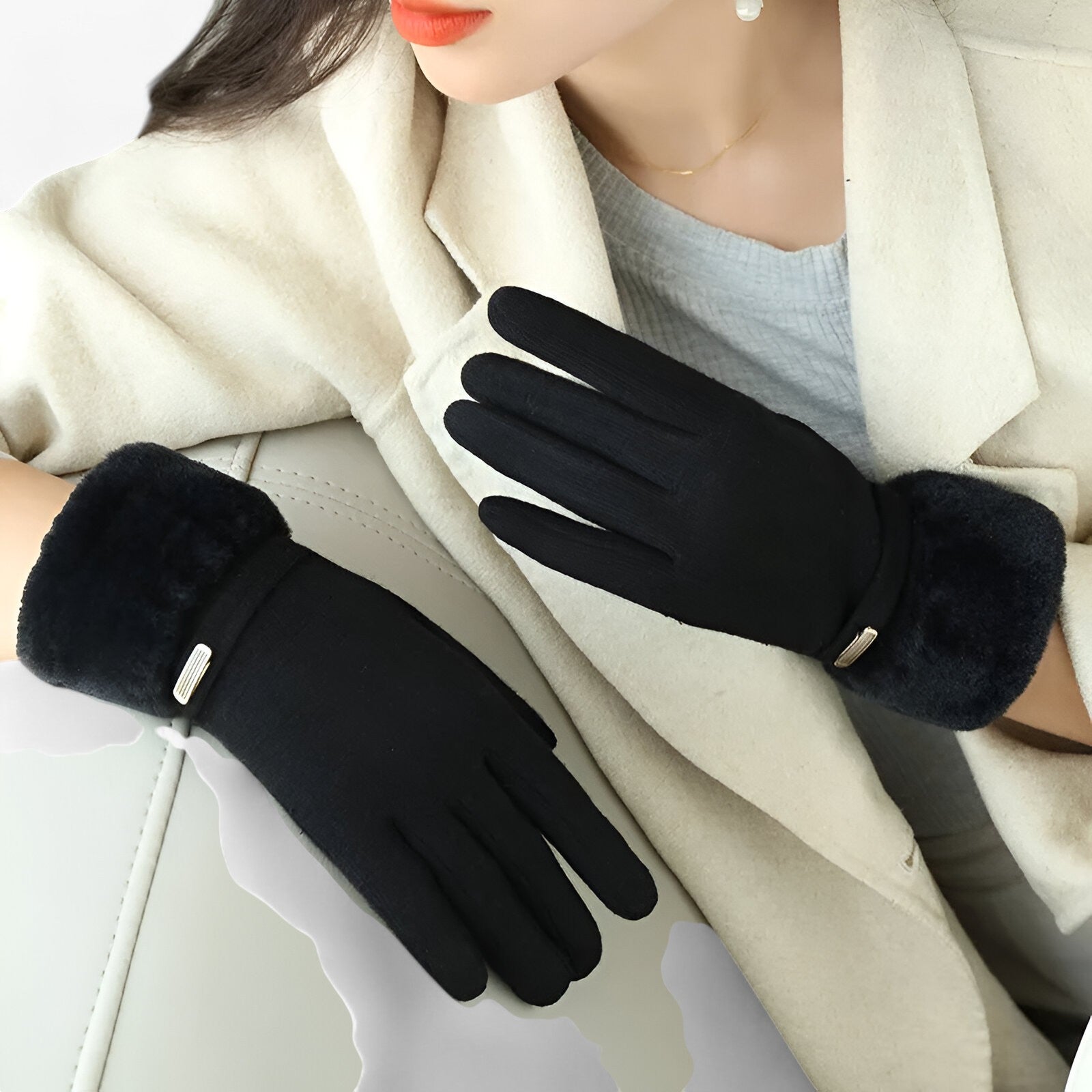 Sarah | Guanti in Velluto Caldo per Donne - Eleganti e Compatibili con il Touchscreen - - gloves winter gloves Women fashion - Concept Palermo