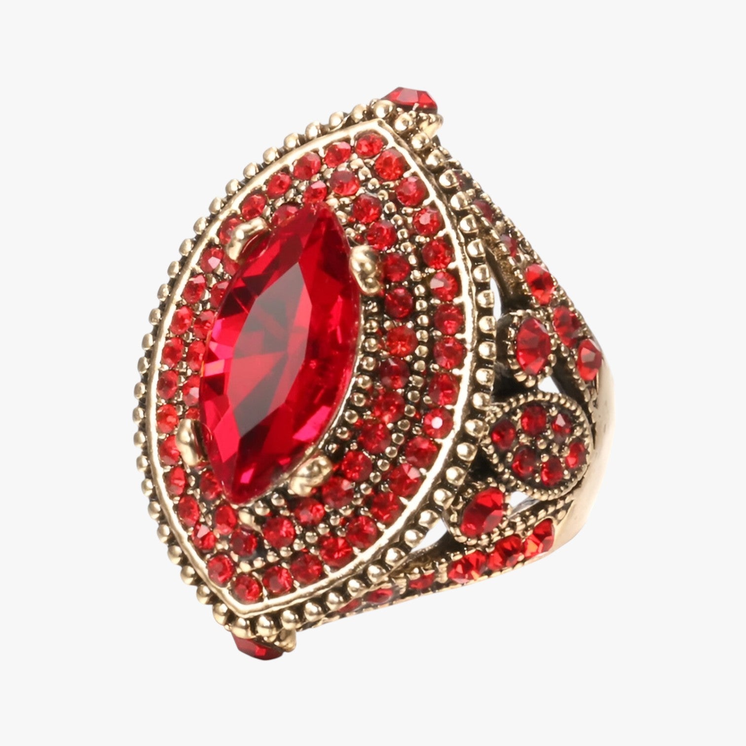 Lia | Anello Boho vintage con cristallo nero - Rosso - Ring ring for women Rings women ring womens ring - Concept Palermo