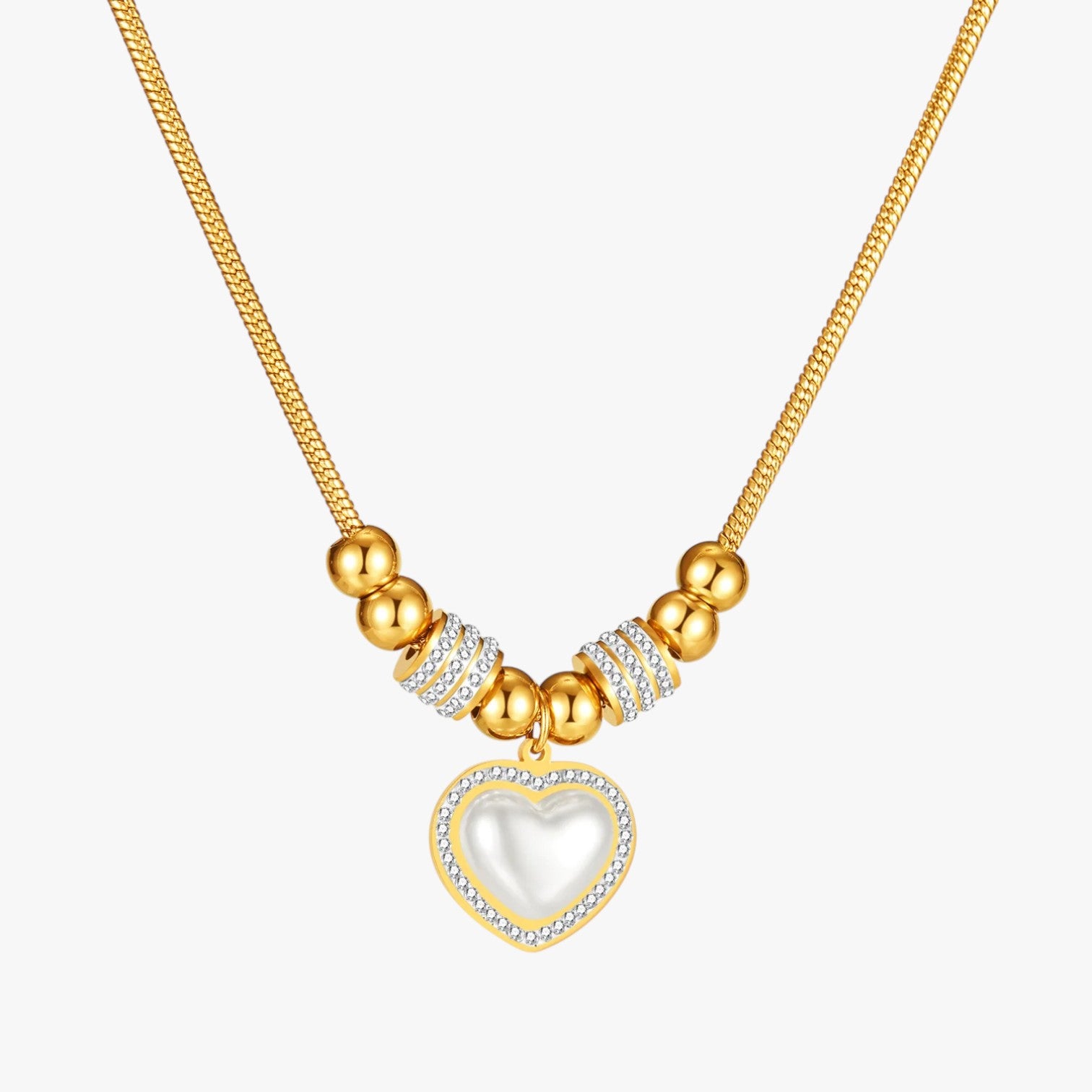 Mariela | Collana a forma di cuore con zirconi e perline per un look da festa - - elegant womens necklaces Fashion Necklaces necklace Necklaces for Women - Concept Palermo