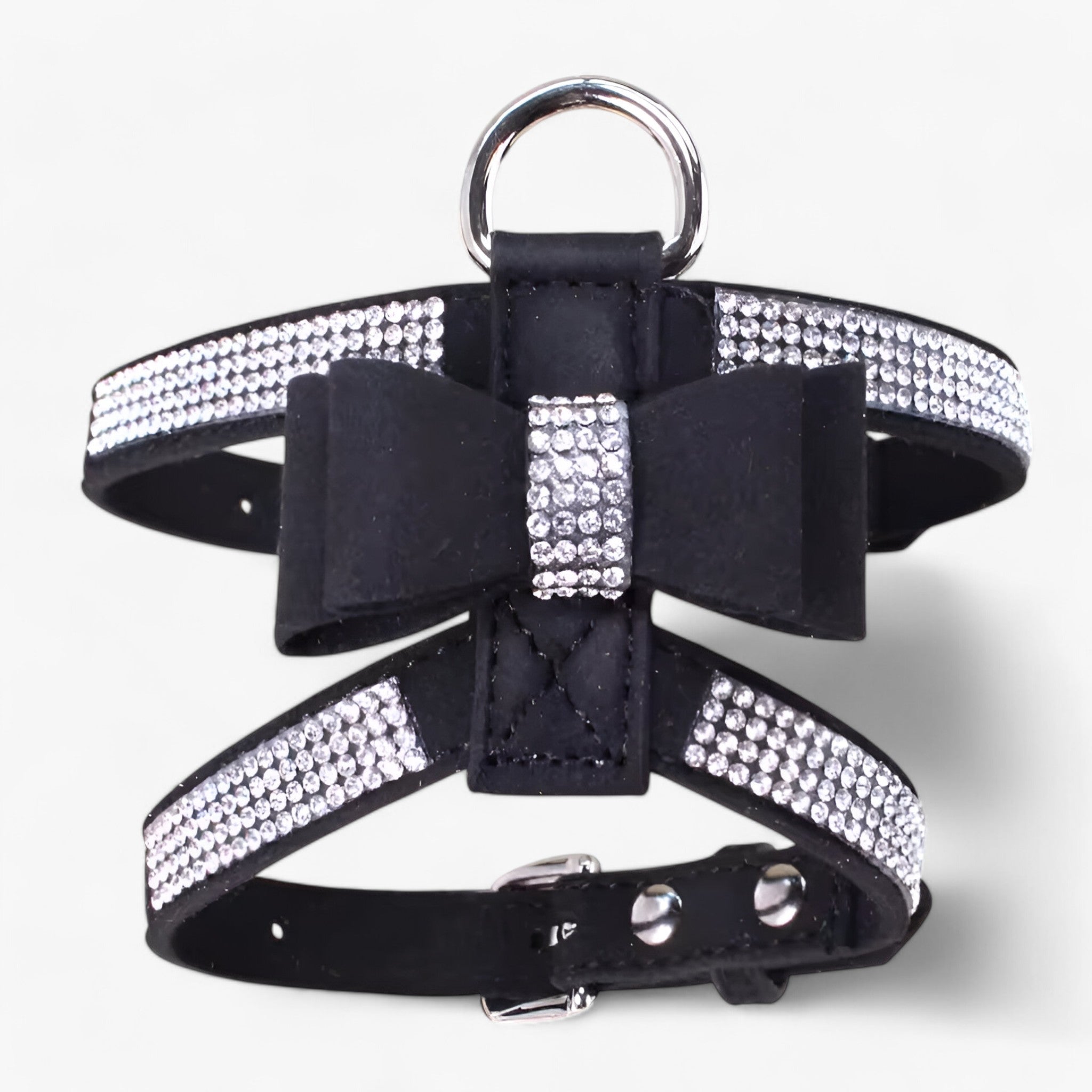 Bella | Pettorina in velluto con fiocco e strass - Nero - - Concept Palermo
