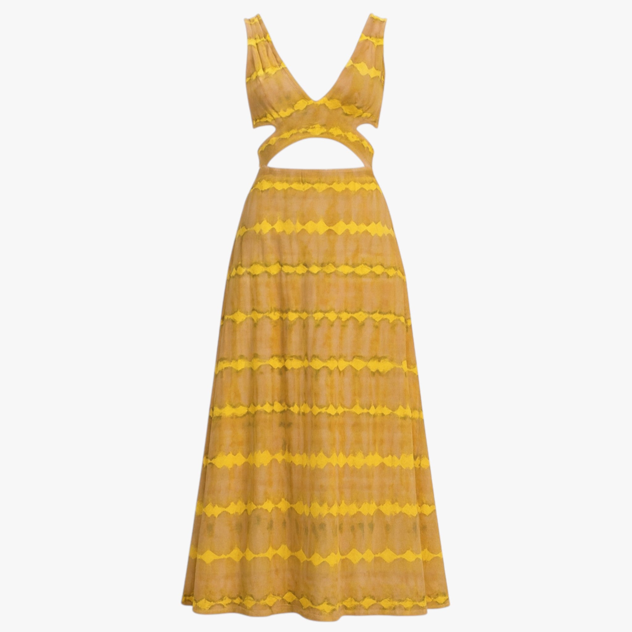 Kareen | Abito Maxi Cut-Out in Cotone per Donna - Giallo - abbigliamento femminile abito elegante abito estivo design cut-out moda estate scollatura profonda vestito in cotone vestito maxi - Concept Palermo