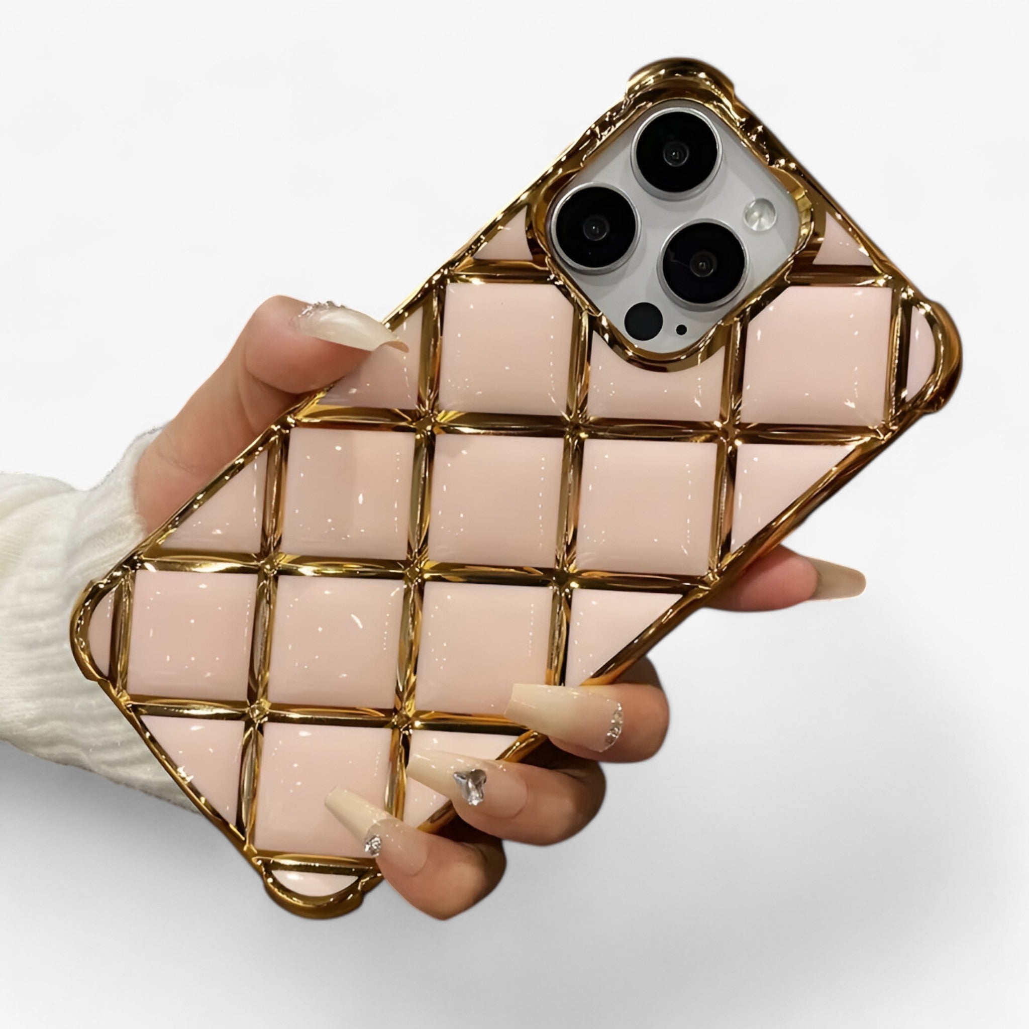 Elena | Lussuosa custodia per telefono Diamond Grid - Rosa - - Concept Palermo