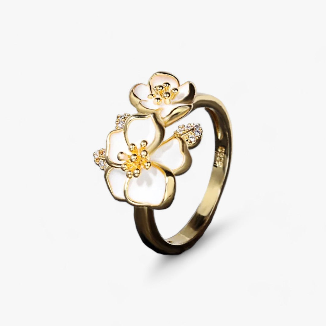 Sophia | Anello di Fiori Bianchi Elegante - Un Tocco di Delicata Bellezza - - 5g 925 Anniversary Bezel Setting Classic Cocktail Ring Mainland China No plant silver Sterling Third Party Appraisal Women Zircon - Concept Palermo