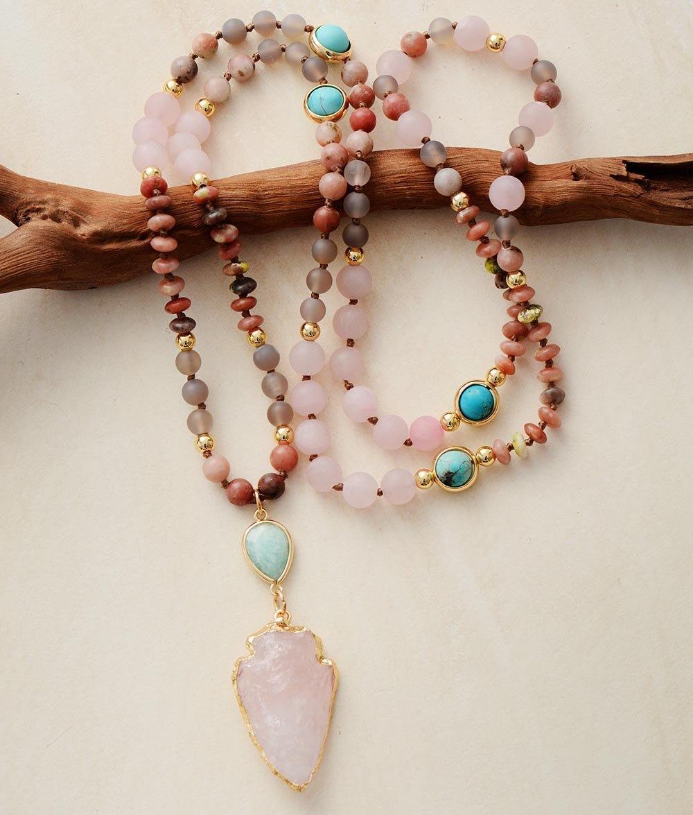 Collana protettiva con quarzo rosa, amazzonite e diaspro - - NECKLACES - Concept Palermo