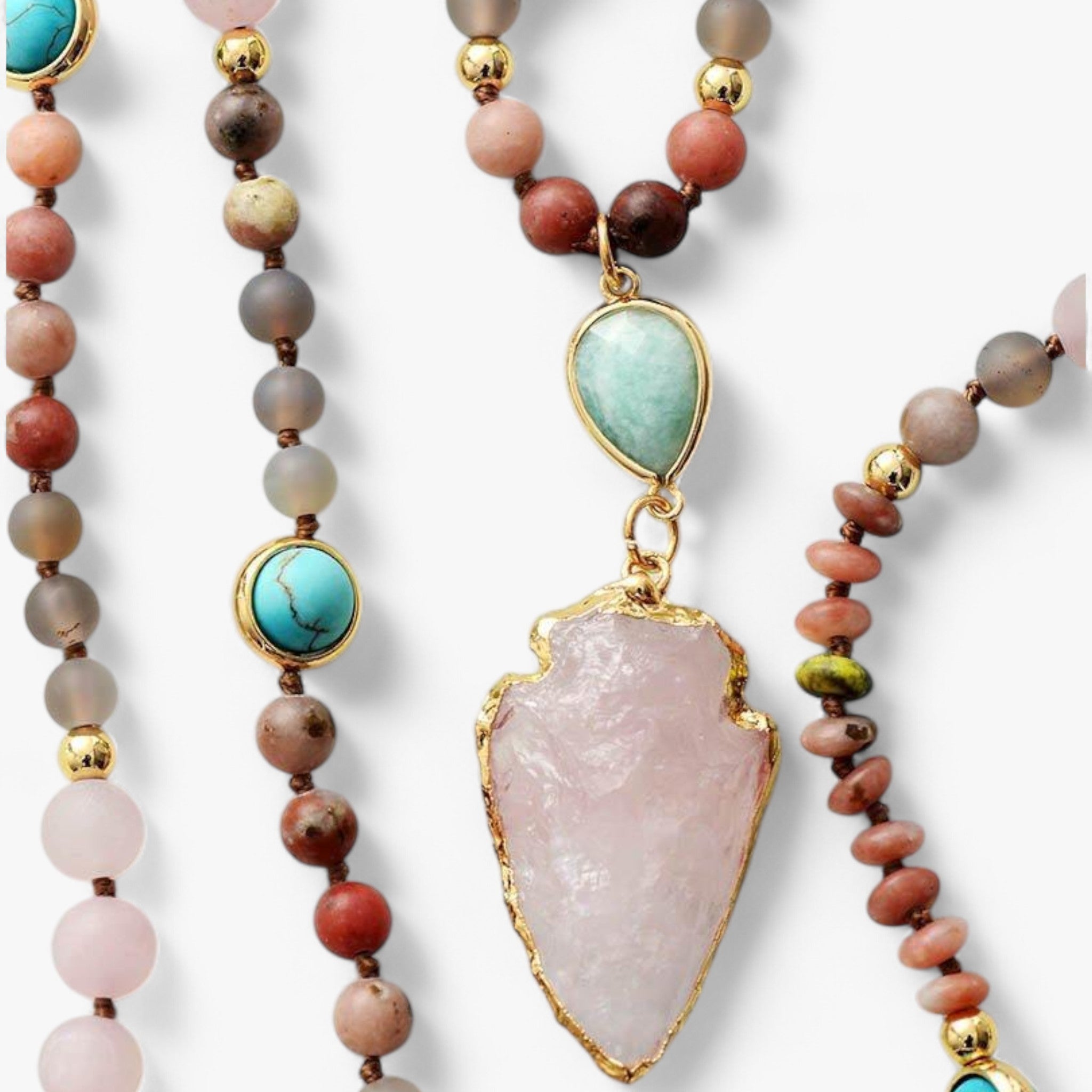 Collana protettiva con quarzo rosa, amazzonite e diaspro - - NECKLACES - Concept Palermo