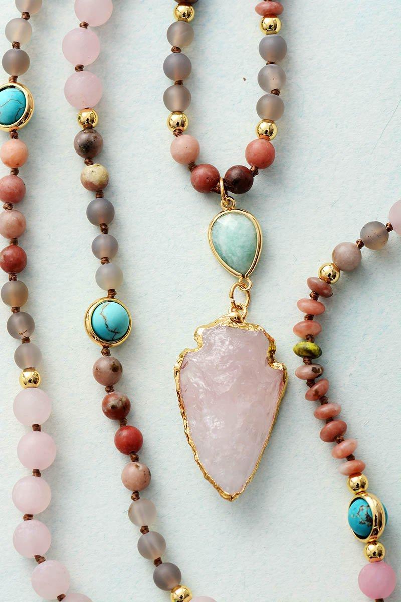Collana protettiva con quarzo rosa, amazzonite e diaspro - - NECKLACES - Concept Palermo
