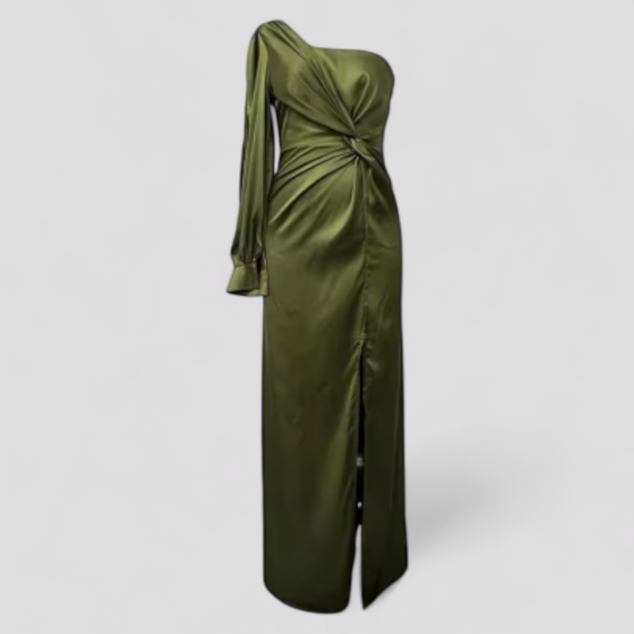 Amory | Abito Elegante Midi Donna con Spallina Unica - Verde - abiti moda abiti per cerimonie abiti per eventi abito chic abito midi eleganti abito spallina unica dress elegant eleganza senza tempo robie di eleganza vestito formale - Concept Palermo