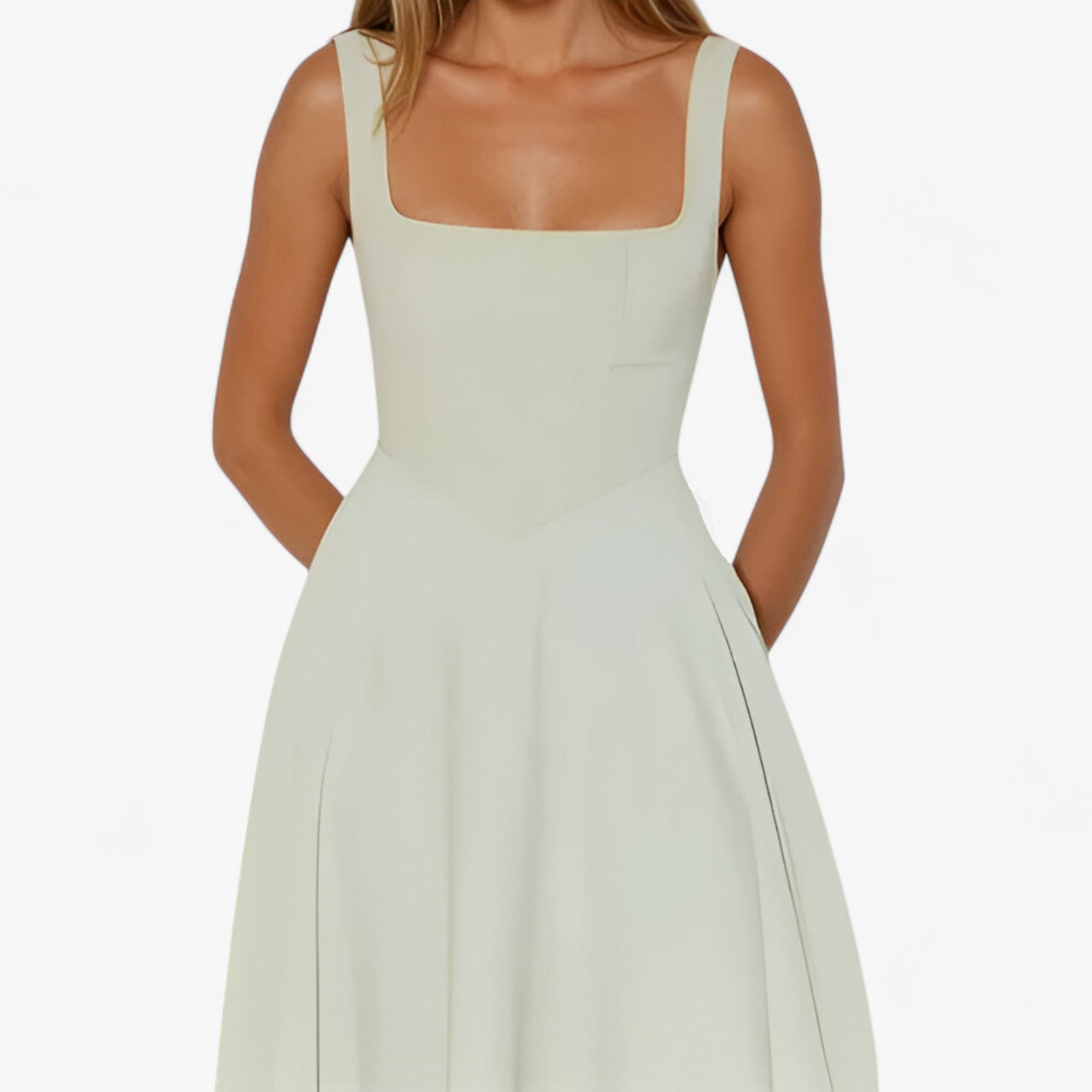 Lilou | Elegante vestito midi - - bredde stropper kjole elegant midi kjole farverig midi kjole feminine kjole figursyet kjole midirok moderne kjole design romantisk middag kjole sommerbryllup kjole stilfuld kjole - Concept Palermo