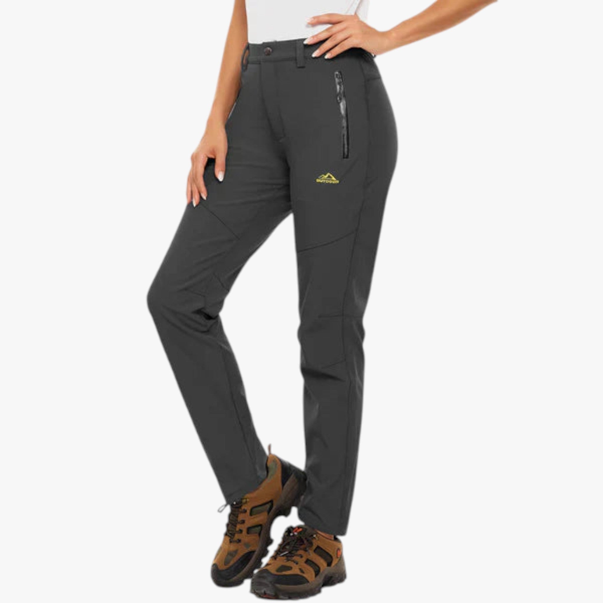 Emma | Pantaloni da Donna in Pile per Inverno - Grigio scuro - abbigliamento outdoor moda invernale pantaloni caldi pantaloni donna pantaloni eleganti pantaloni idrorepellenti pantaloni in pile pantaloni invernali protezione termica vestibilità ampia - Concept Palermo