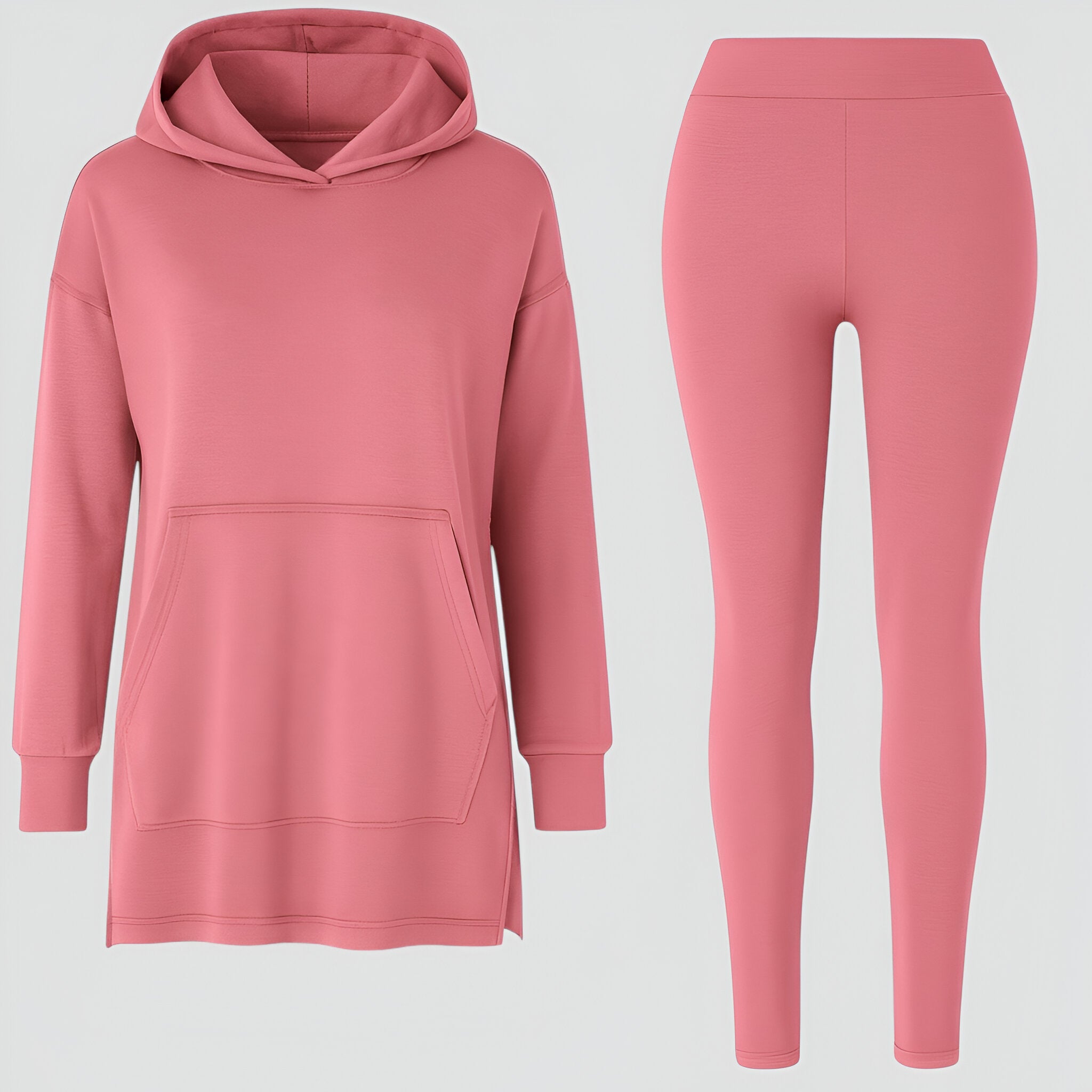 Evelyn | Set felpa e leggings - Comfort e Stile Senza Sforzo - Rosa - Moda Senza Sforzo Outfit Casual Chic Outfit Relaxato Set Comfort Quotidiano Set Felpa con Leggings a Mezza Lunghezza Set Felpa Elegante - Concept Palermo