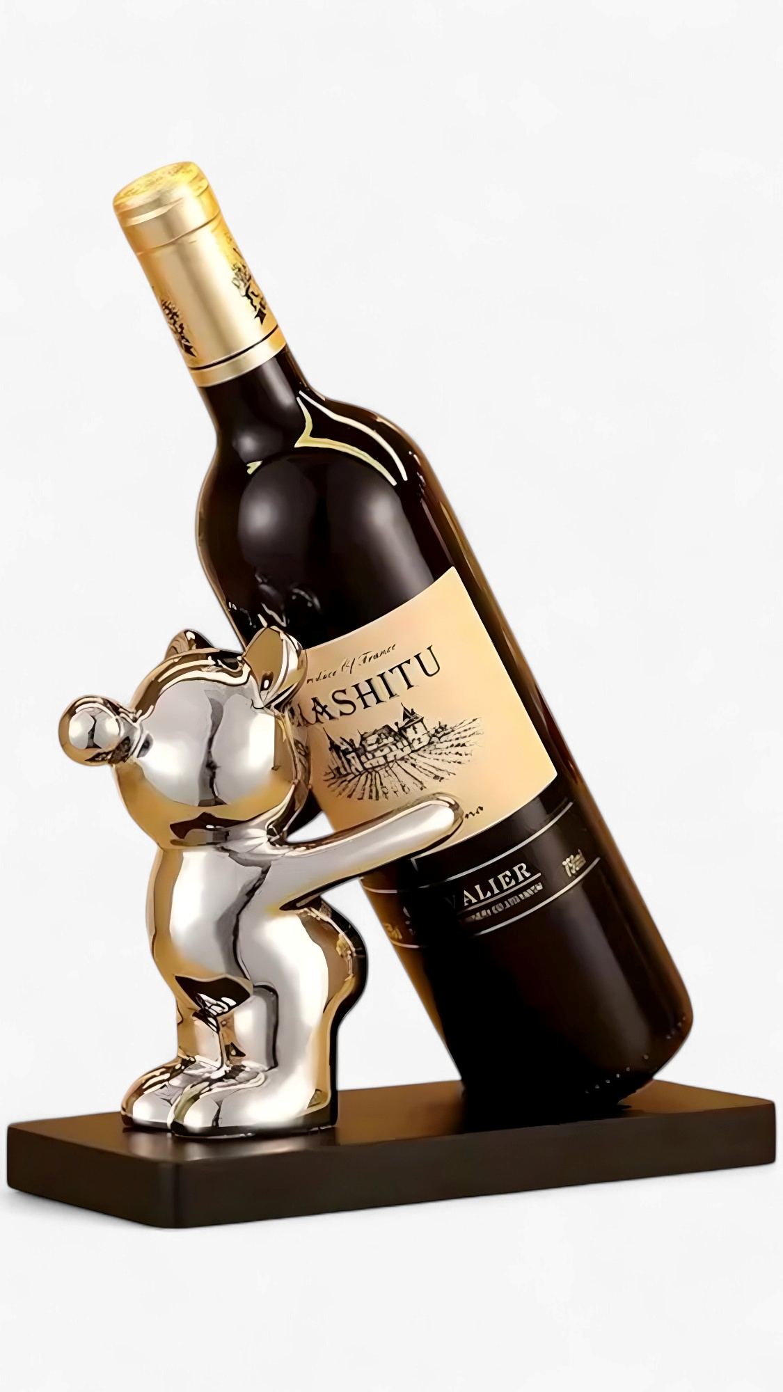 Giovanni | Porta Bottiglie Vino Ceramica Orso Decorativo - Argento - accessori cucina decorativi decorazione casa orso organizzazione bottiglie vino porta bottiglie ceramica porta bottiglie in ceramica porta bottiglie orso portabottiglie compatto portabottiglie design unico stile e funzionalità cucina supporto vino ceramica - Concept Palermo