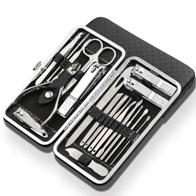 LuxeTools - Set professionale da 19 pezzi in acciaio inossidabile per tagliare le unghie - Nero - clipper nail clipper nail clipper set - Concept Palermo