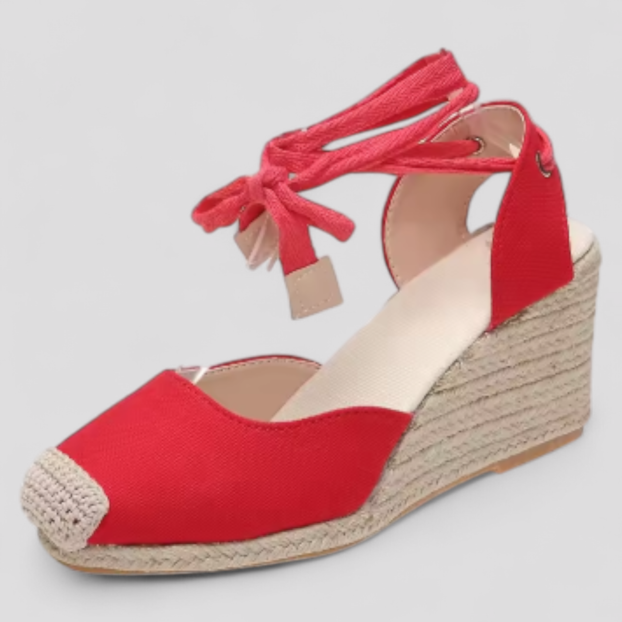 Zoey | Zeppe estive con lacci alla caviglia in stile espadrillas - Rosso - Accessoires Dames Sandalen Schoenen - Concept Palermo