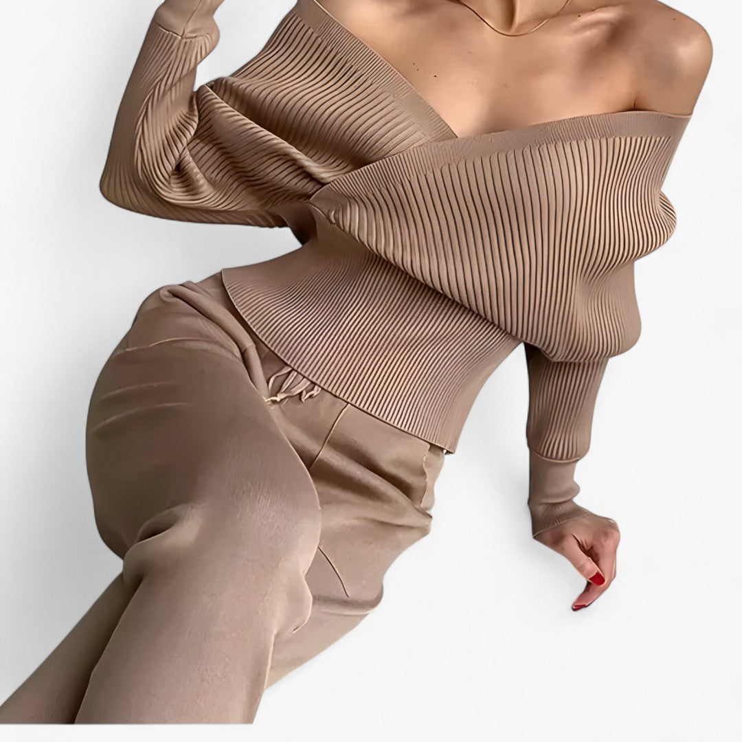 Leila | Completo in maglia a coste in stile moderno - - outfit set - Concept Palermo