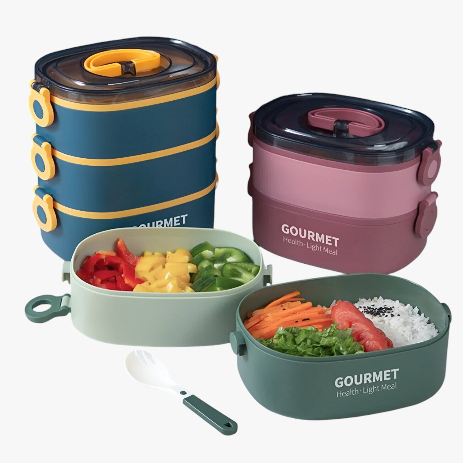 Frankie | Scatola Pranzo da 2000ML a Prova di Perdite con 3 Scomparti - - Kitchen lunch box - Concept Palermo