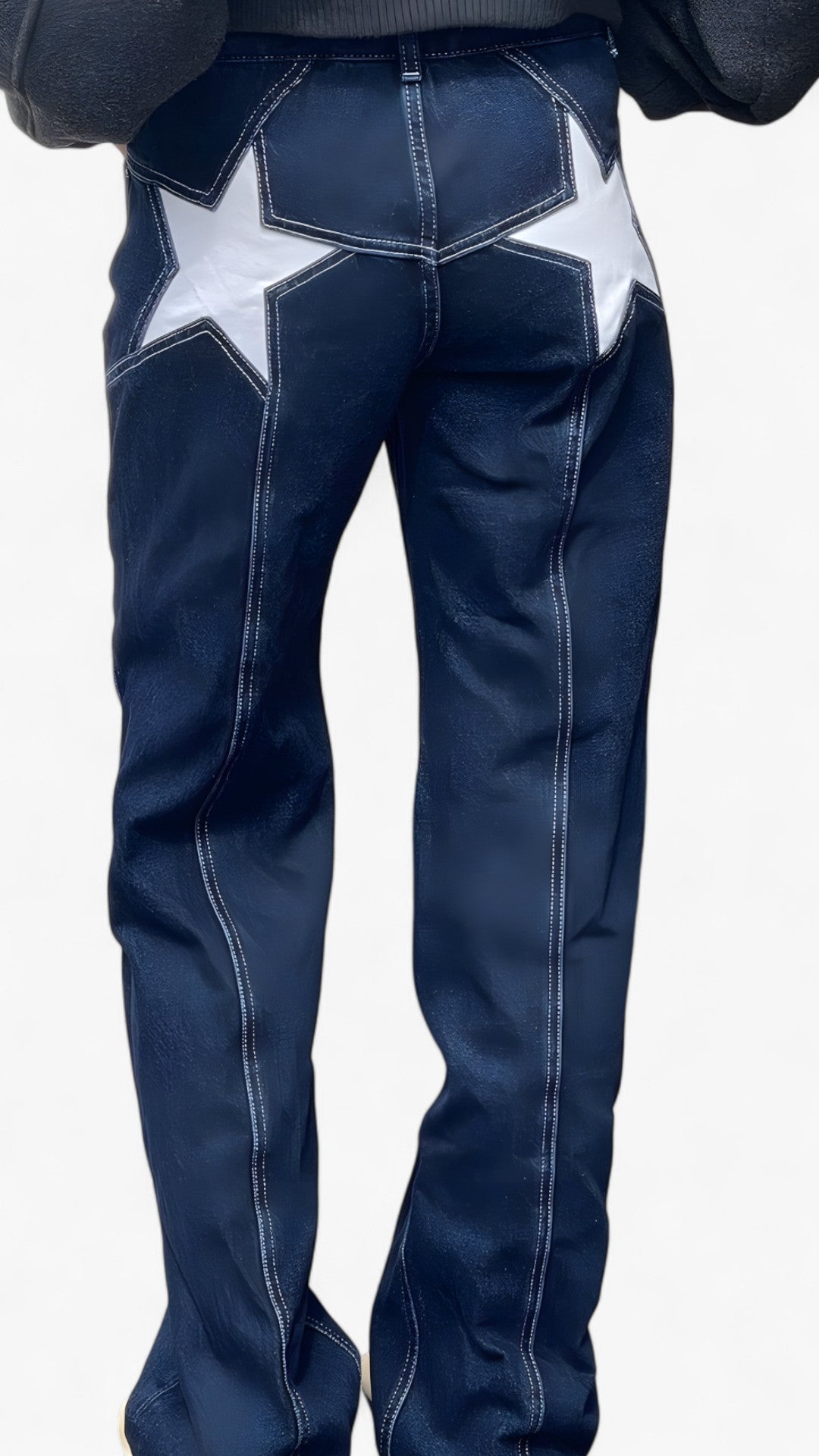 Jeans a vita bassa con stampa a stelle - Blu scuro - pants pants for women - Concept Palermo