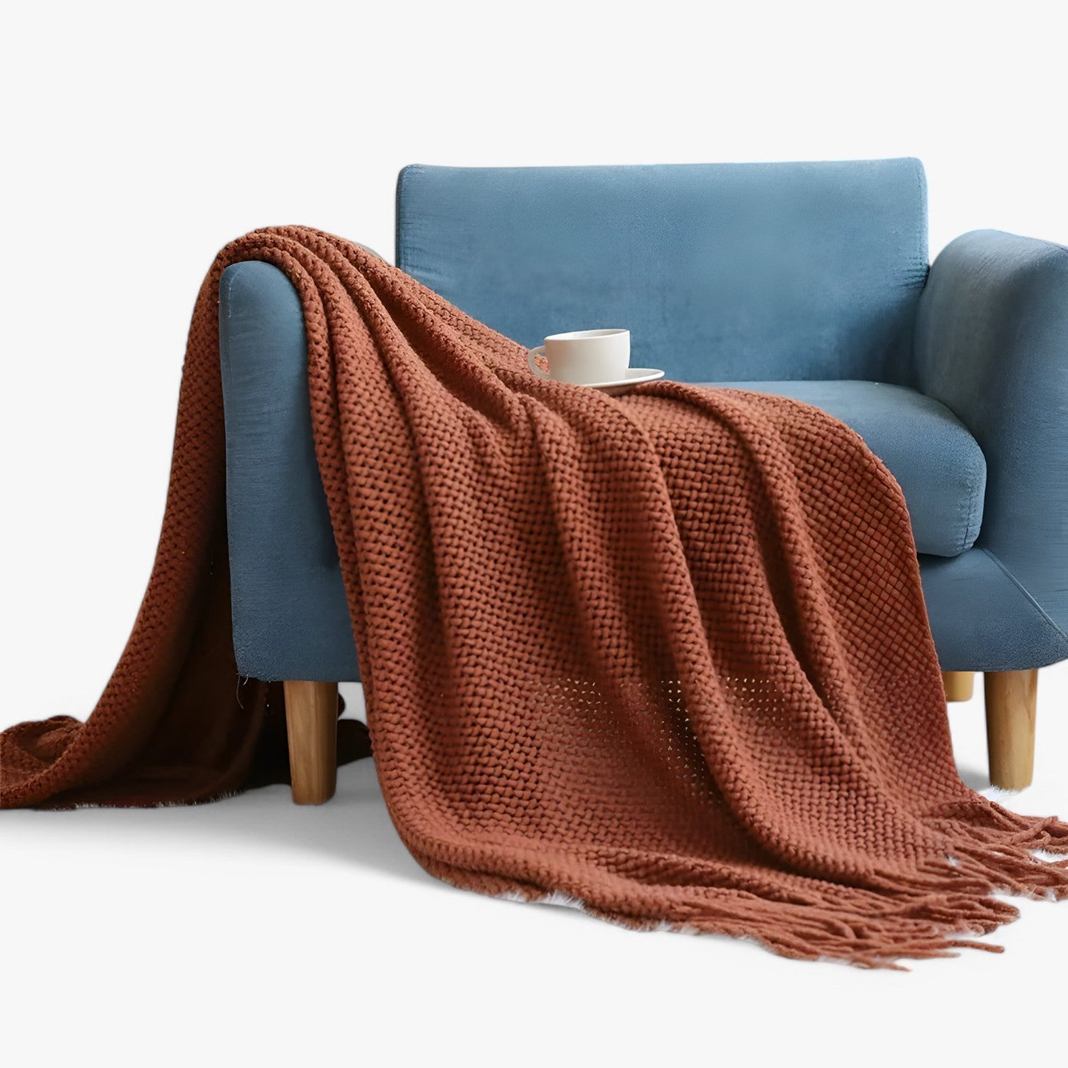 Chiara | Plaid lavorato a maglia accogliente – morbido, caldo e stiloso con frange - - bedroom Home - Concept Palermo