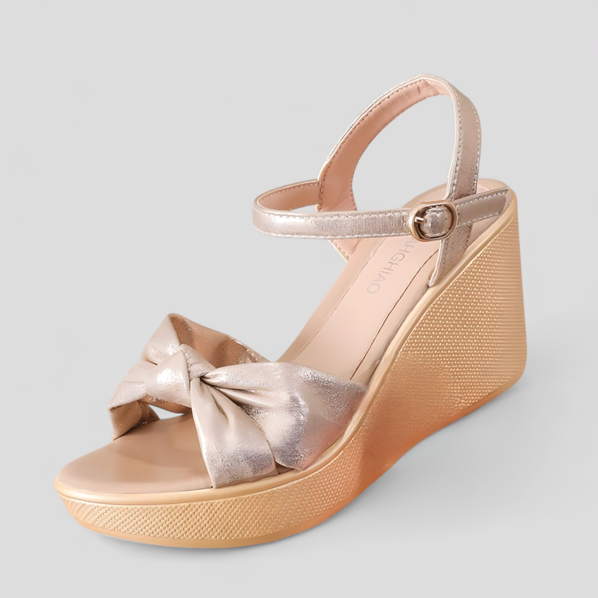 Ellen | Sandali plateau da donna con dettaglio a ginocchio e tacco a cono - Oro - breathable sandals casual sandals elegant sandals fashion sandals must-have sandals walking sandals - Concept Palermo