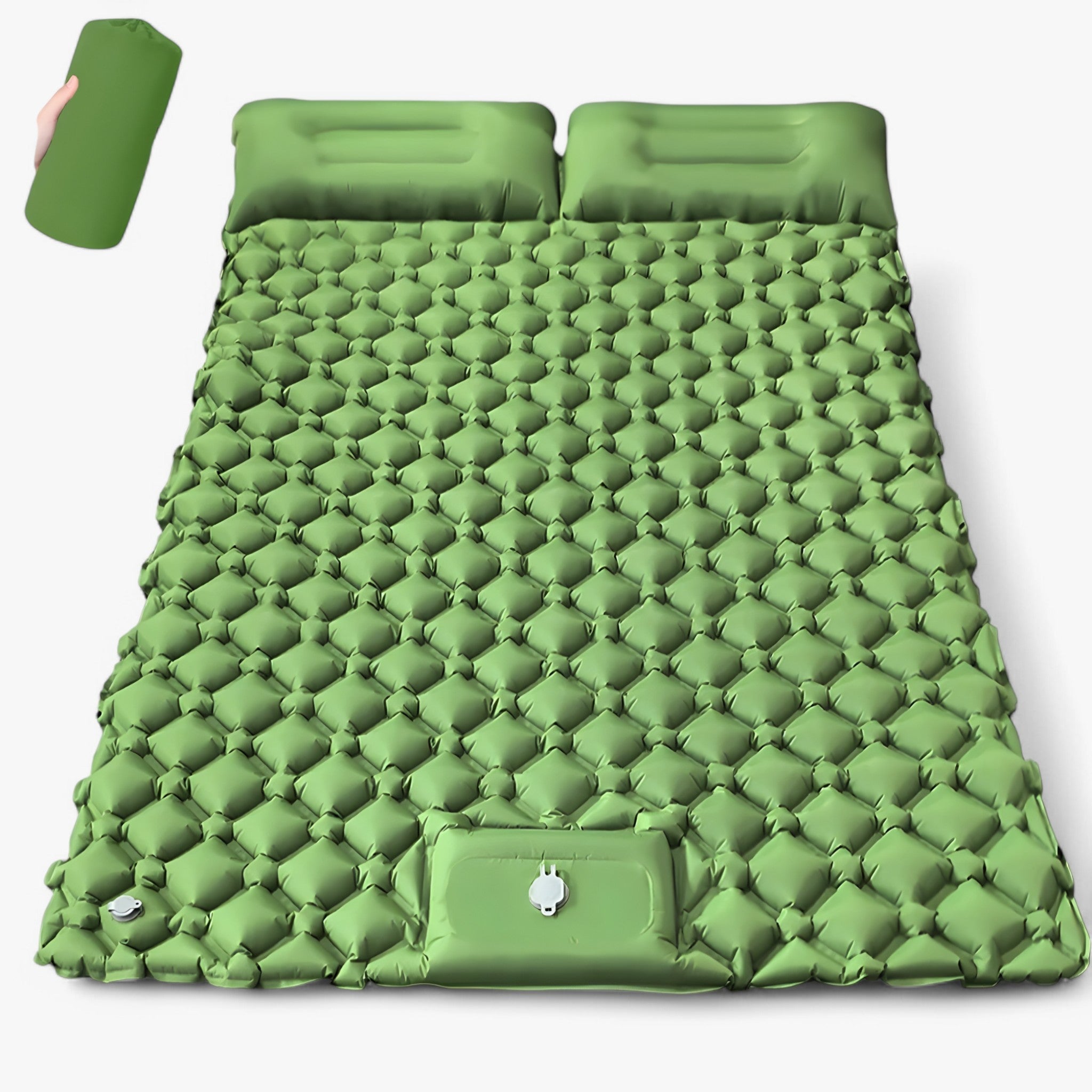 Materasso gonfiabile doppio per uso esterno – Extra largo e ultraleggero - Verde braccio - double inflatable mattress inflatable mattress outdoor mattress - Concept Palermo