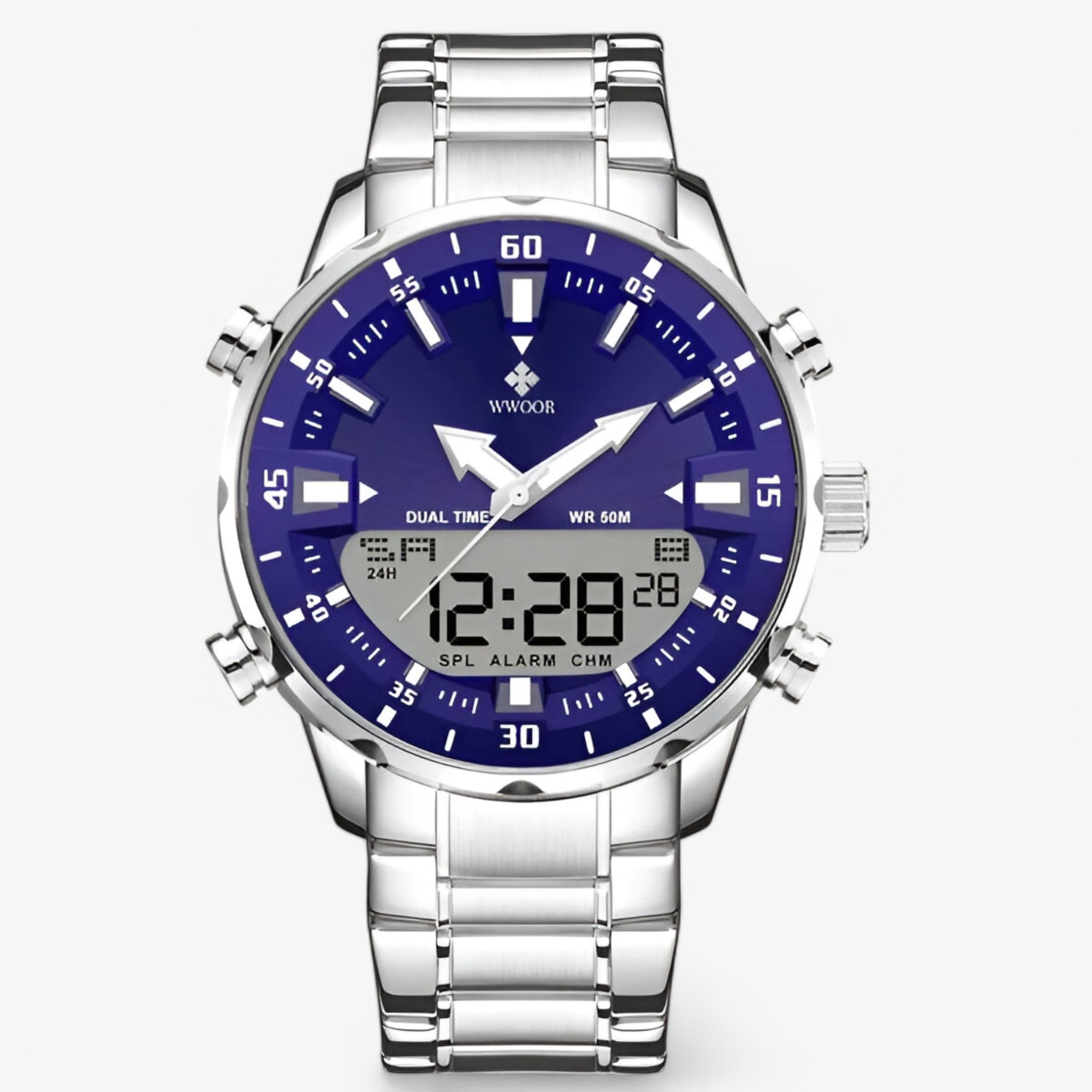 Dario | Orologio sportivo militare in acciaio inox - Blu argento - - Concept Palermo
