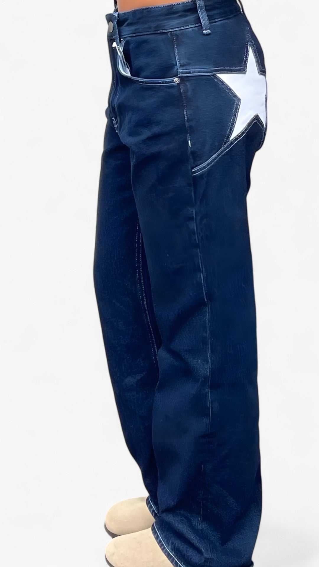 Jeans a vita bassa con stampa a stelle - - pants pants for women - Concept Palermo