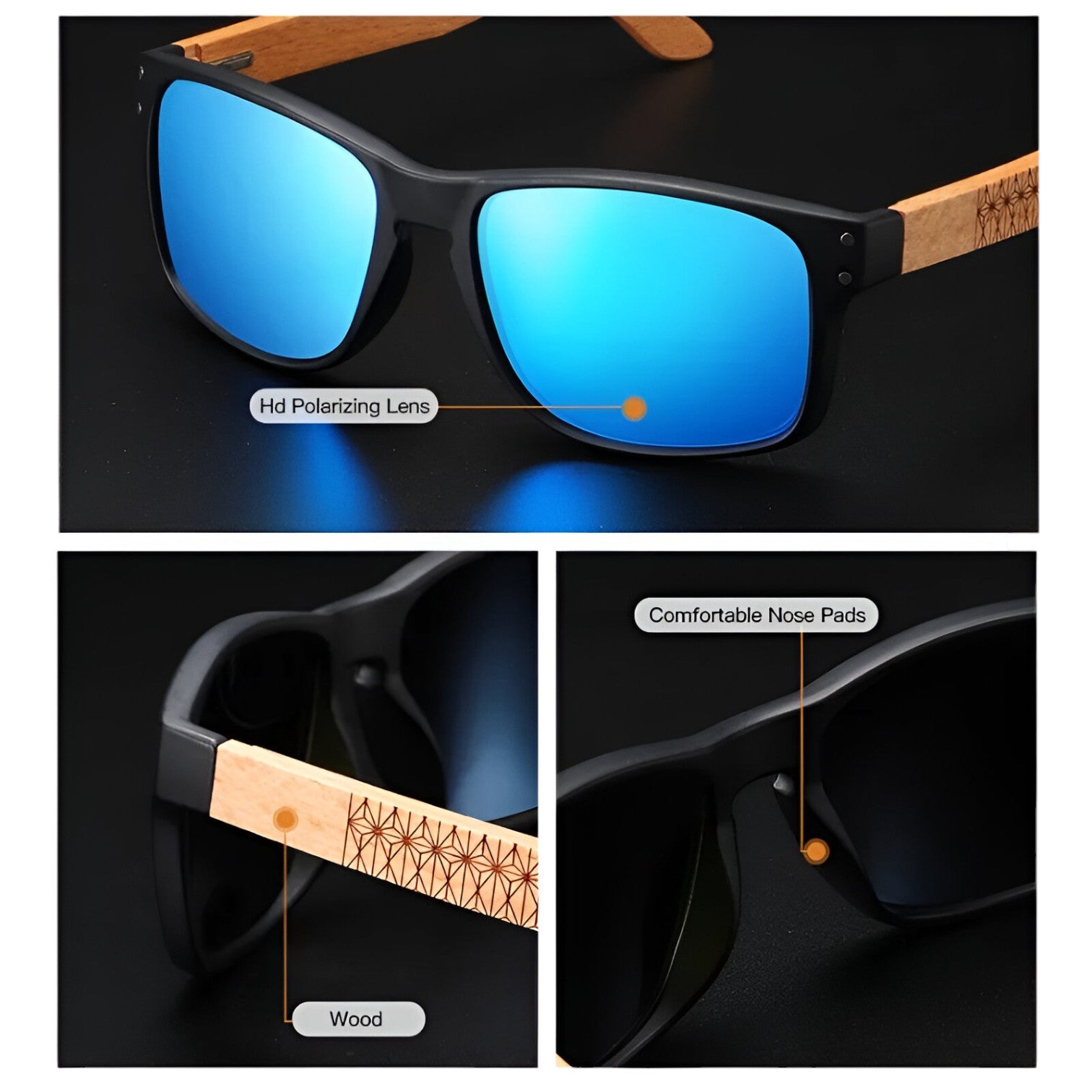 Arjun | Midnite Star Occhiali da sole in legno – Protezione UV elegante per uomini - - mens sunglasses Sunglasses - Concept Palermo
