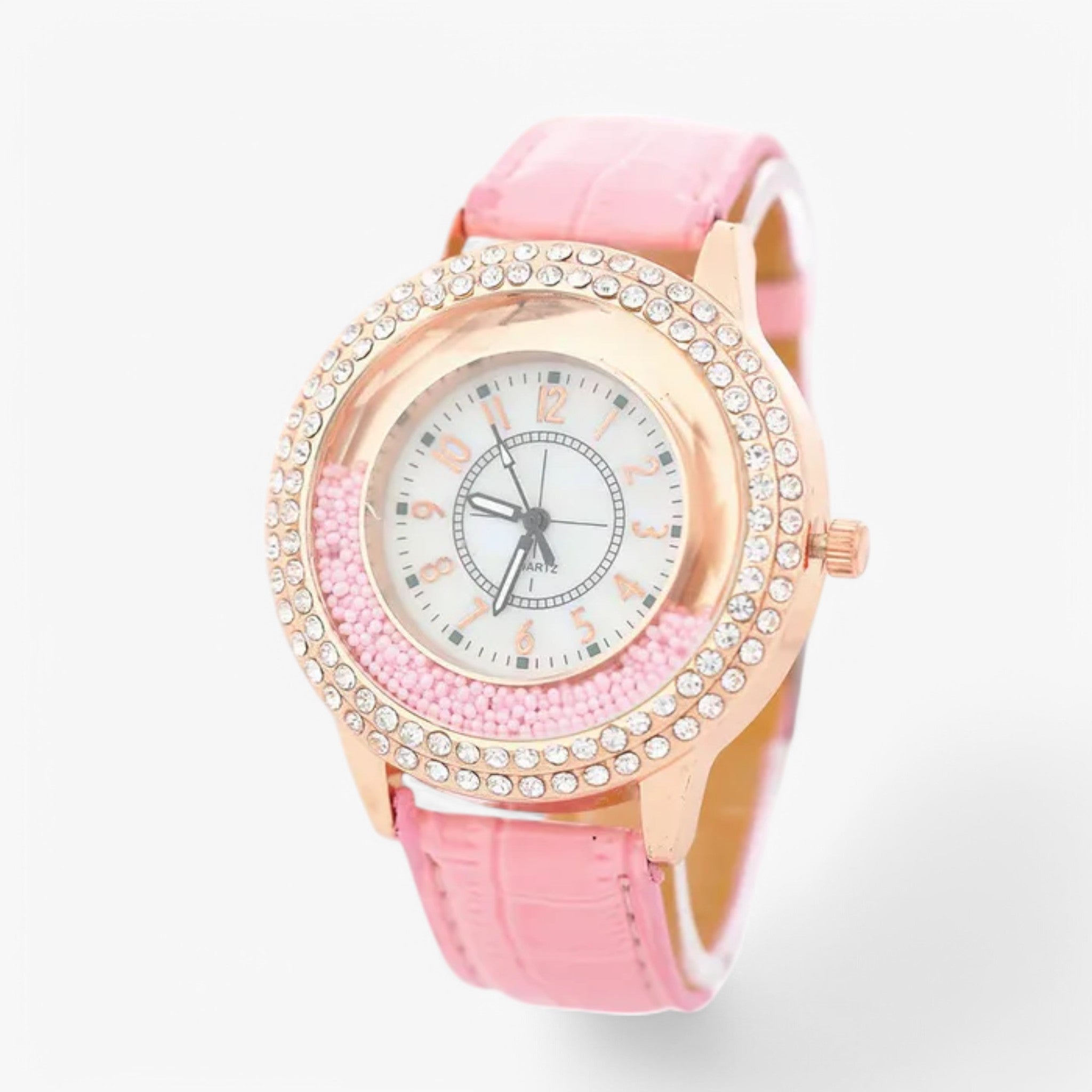 Olive | Orologio da donna in pelle PU con strass di cristallo e movimento al quarzo - Rosa - female watch watch for women - Concept Palermo