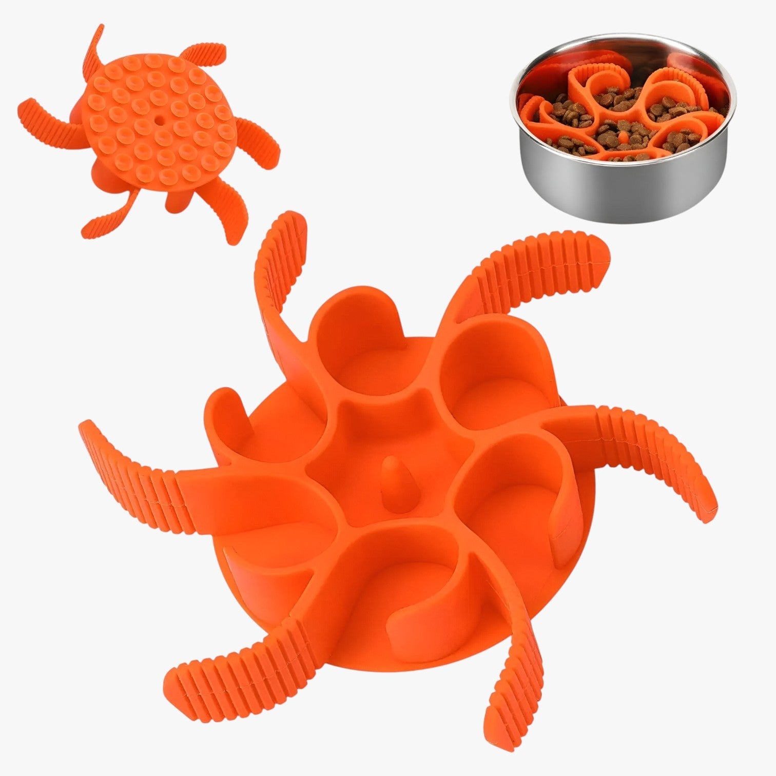 Alfie | Distributore di cibo in silicone per cani - Arancione - animali domestici - Concept Palermo
