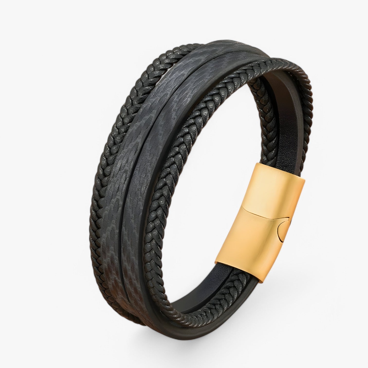 Olivier | Bracciale da Uomo Elegante – Multistrato & Magnetico - Nero con Oro - BRACELETS mens accessory mens bracelet - Concept Palermo