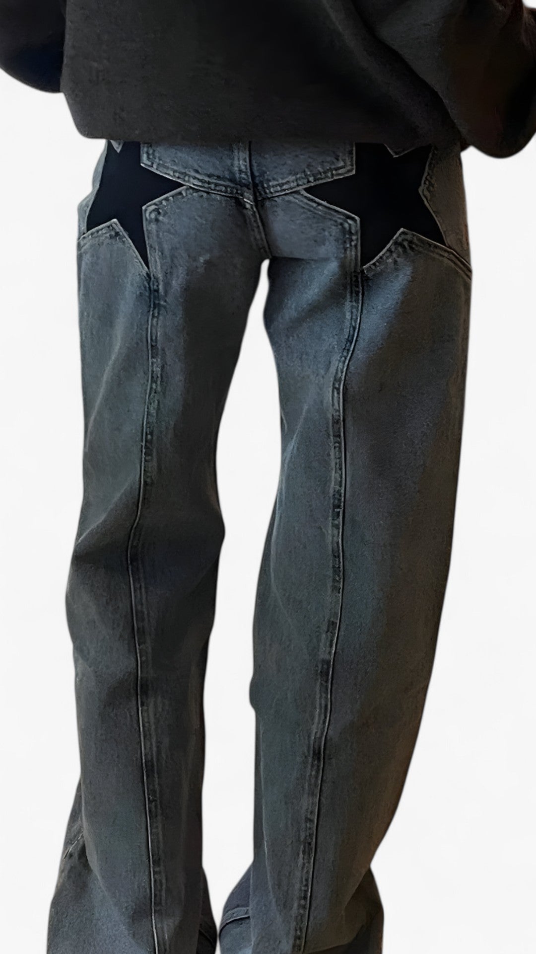 Jeans a vita bassa con stampa a stelle - Grigio chiaro - pants pants for women - Concept Palermo