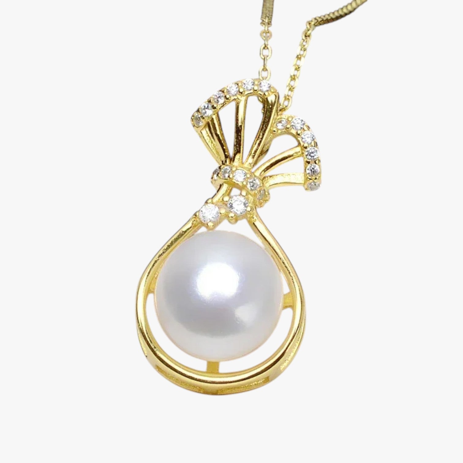 Elina | Collana Borsa con Perla Imitata Eleganza Unica per Occasioni Speciali - oro 45cm - elegant womens necklaces necklace NECKLACES Necklaces for Women - Concept Palermo