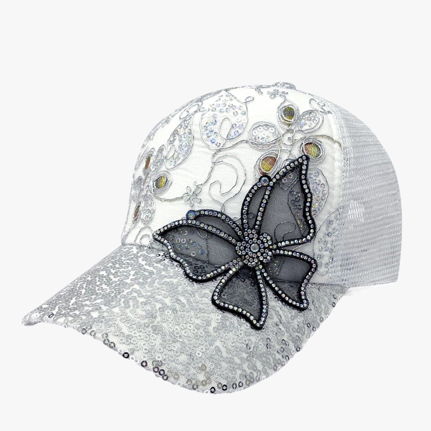 Peyton | Cappello da Baseball Donna in Denim Brillante con Fibbia Regolabile - bianca 54cm-60cm - hat Hat for girls hats women hat - Concept Palermo