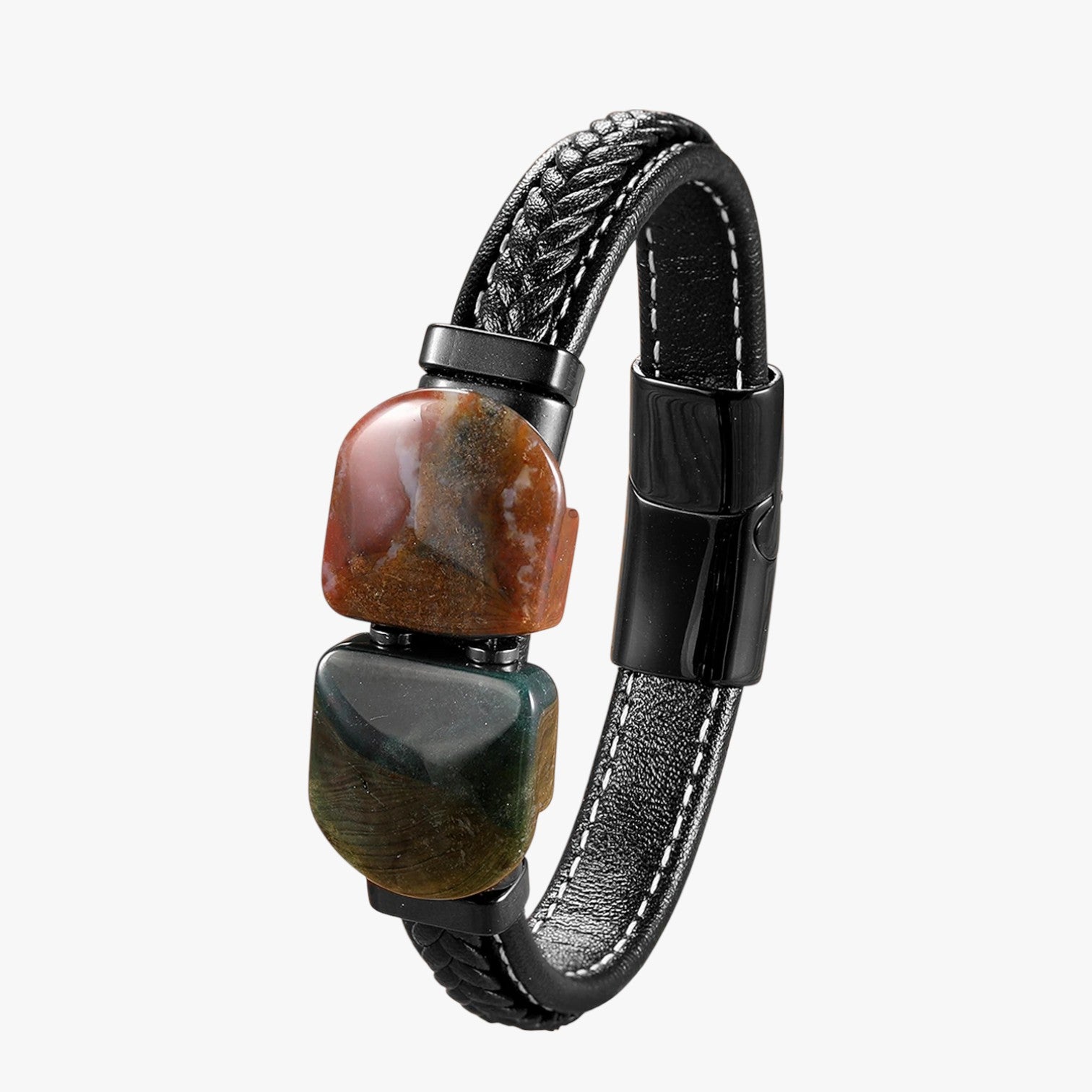 Charlie | Bracciale Uomo in Pietra Naturale e Pelle Regalo Elegante 2025 - Pietra-A - BRACELET bracelet for men BRACELETS mens bracelet - Concept Palermo