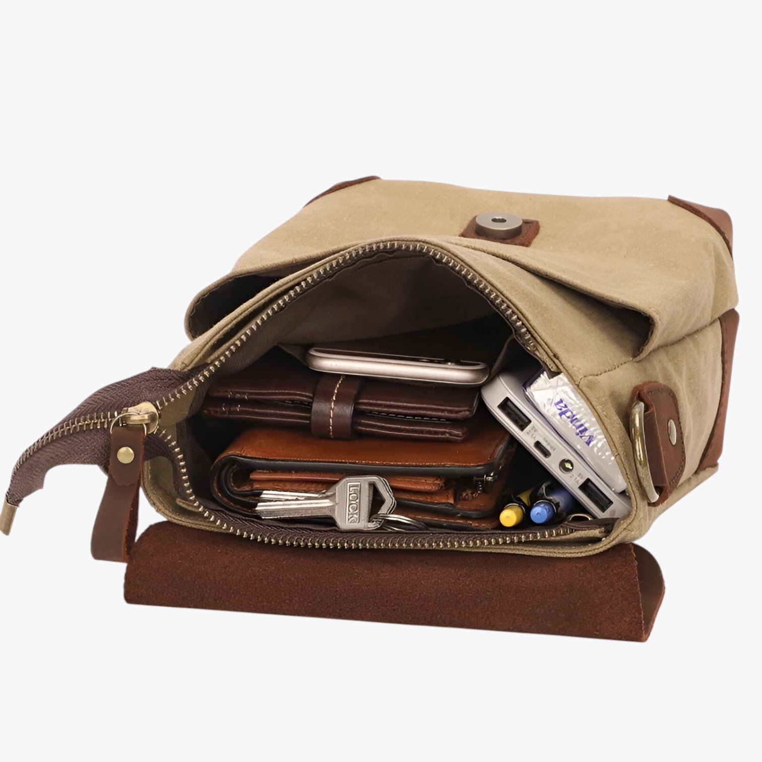 Archie | Borsa a tracolla vintage in tela e pelle - - Bags bags for men handbags Shoulder & Crossbody Bags Shoulder Bags - Concept Palermo