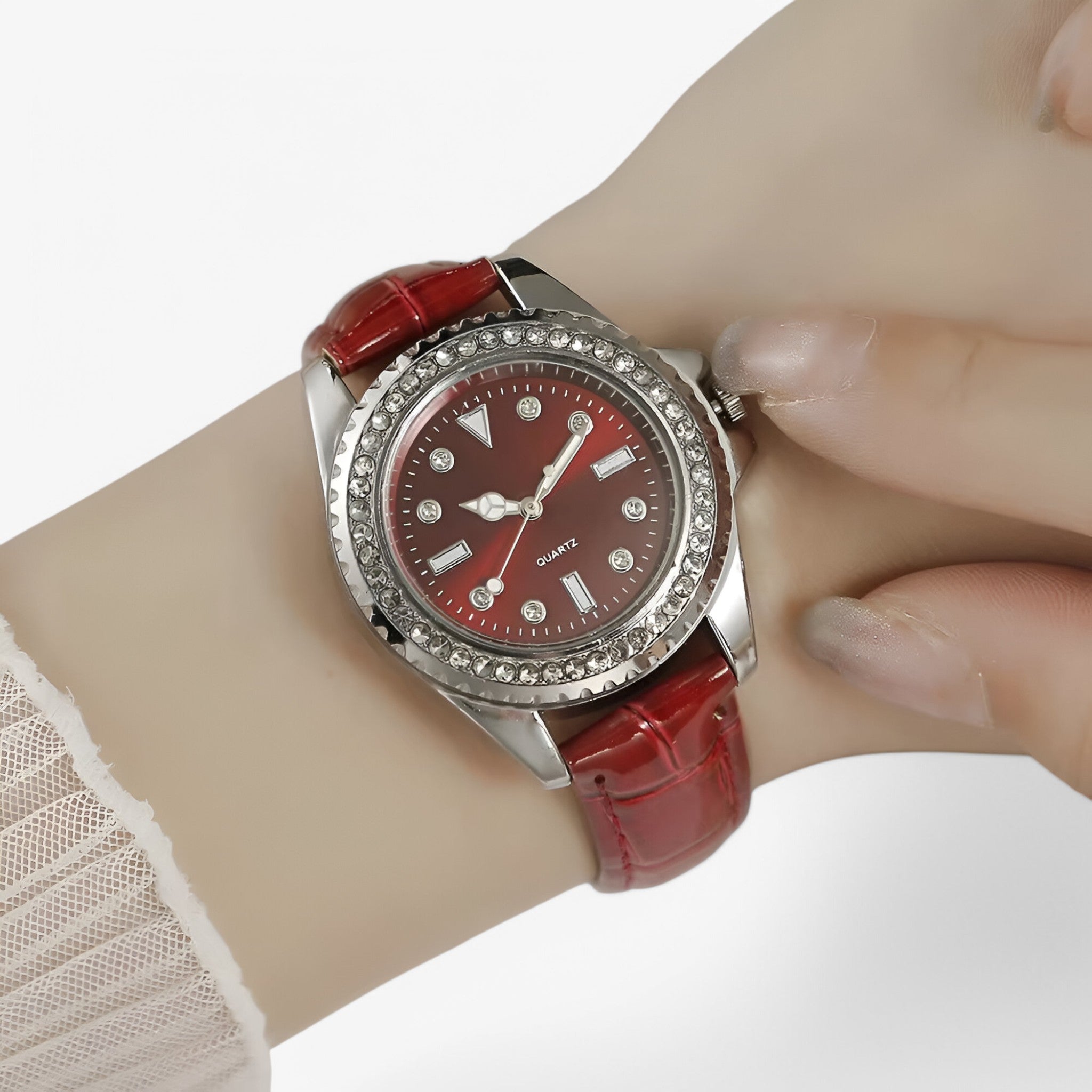 Dalia | Orologio da donna in pelle verde con quadrante decorato e movimento al quarzo - - female watch watch for women - Concept Palermo