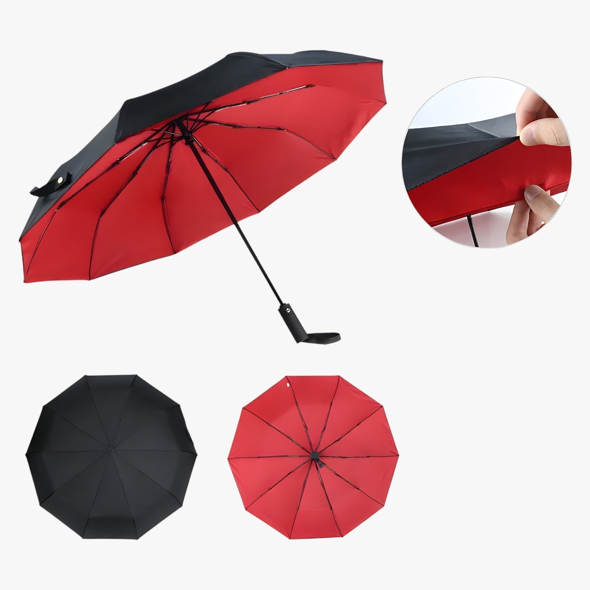Ombrellone pieghevole e protettivo dal vento - Grande e resistente per tutte le condizioni atmosferiche - Rosso - - Concept Palermo