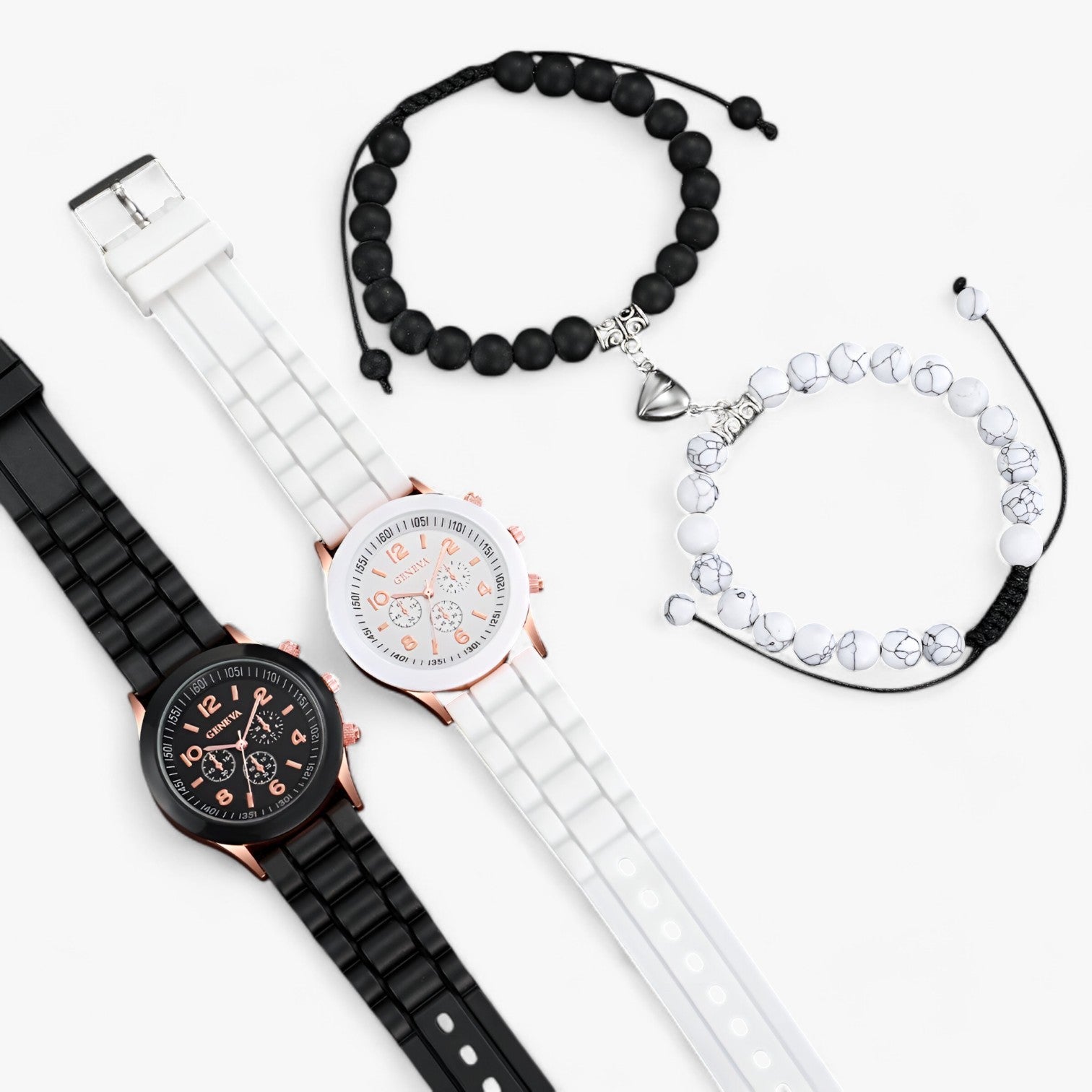 Eva | Set di orologi al quarzo stiloso con braccialetti a forma di cuore - - Gift Gifts for women valentines day gift watch watches - Concept Palermo