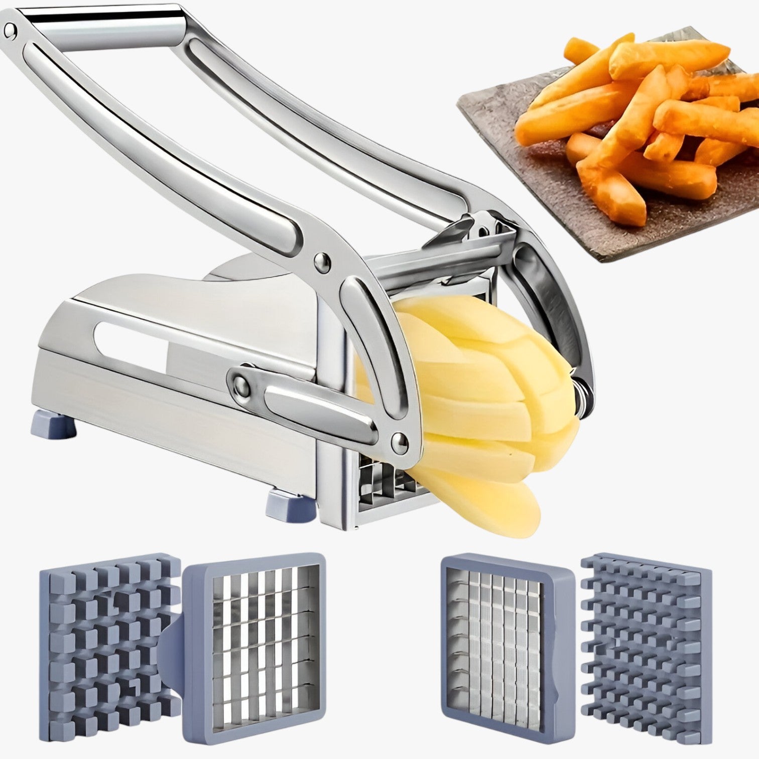 Emelia | Tagliaverdure Antiscivolo per Patatine e BBQ - Grigio Argenteo - Kitchen Kitchen Essentials Kitchenware - Concept Palermo