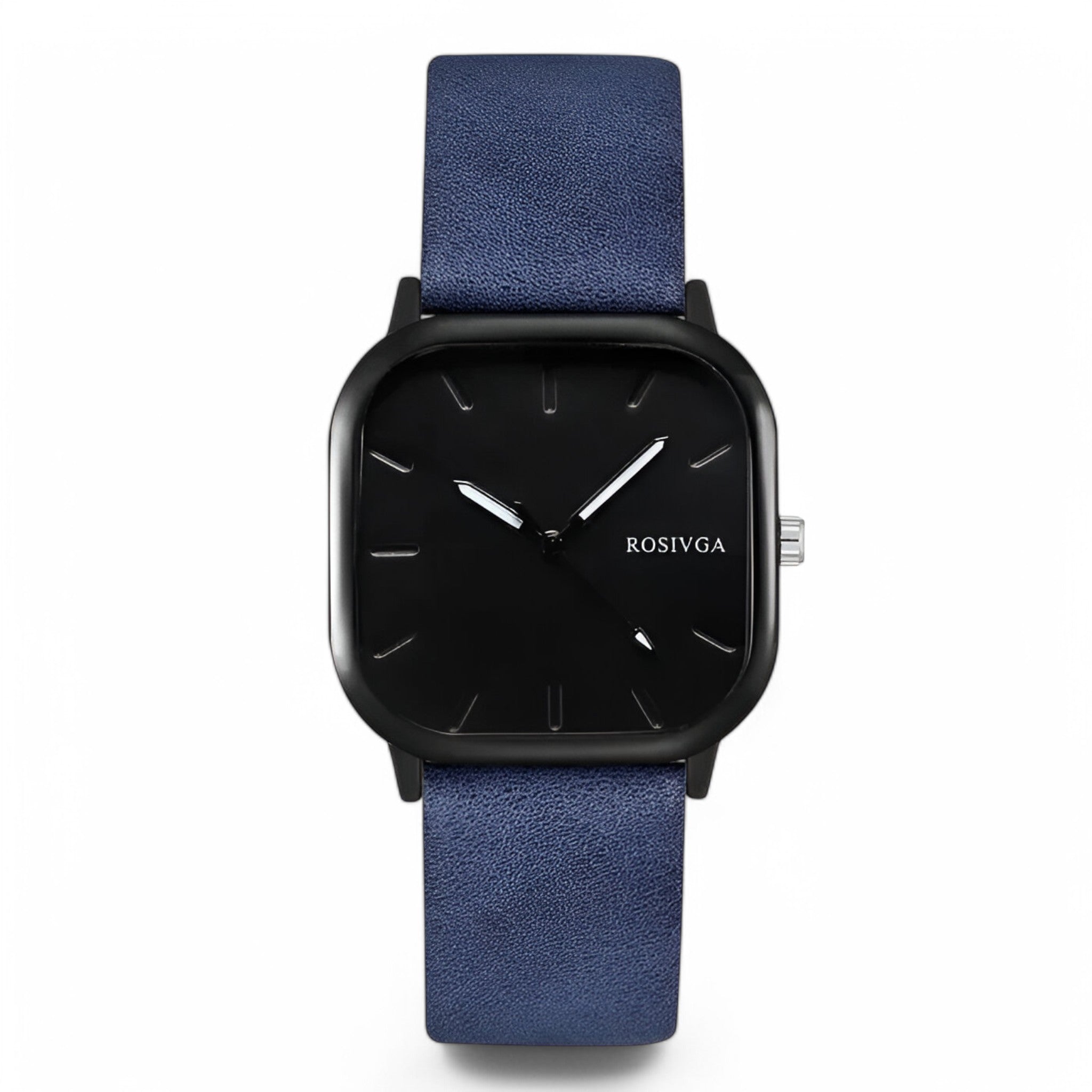 Elias | Orologio al quarzo con quadrante quadrato in pelle PU - Blu nero - - Concept Palermo