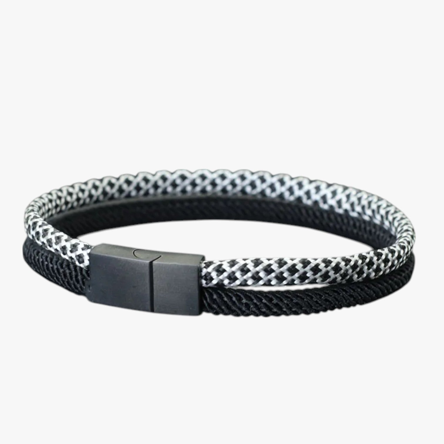 Devin | Bracciale Paracord Bicolore con Fibbia Magnetica - nero 19,5cm 7,7 pollici - BRACELET bracelet for men BRACELETS mens bracelet - Concept Palermo