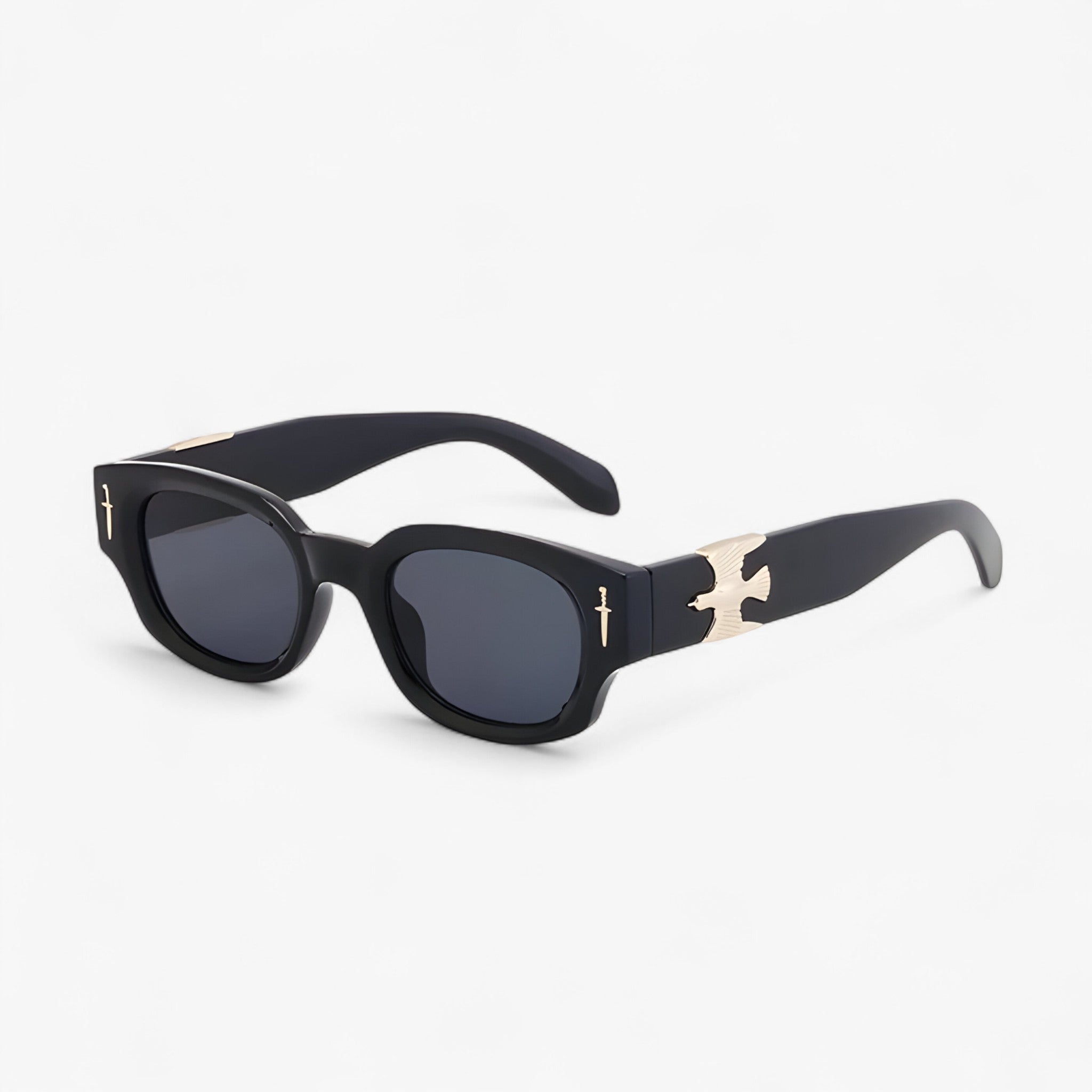 Arvid | Occhiali da sole rettangolari vintage con aquila in volo - NeroGrigio - Fashion Sunglasses men sunglasses polarized mens sunglasses Polarized man sunglasses Sunglasses sunglasses polarized men - Concept Palermo