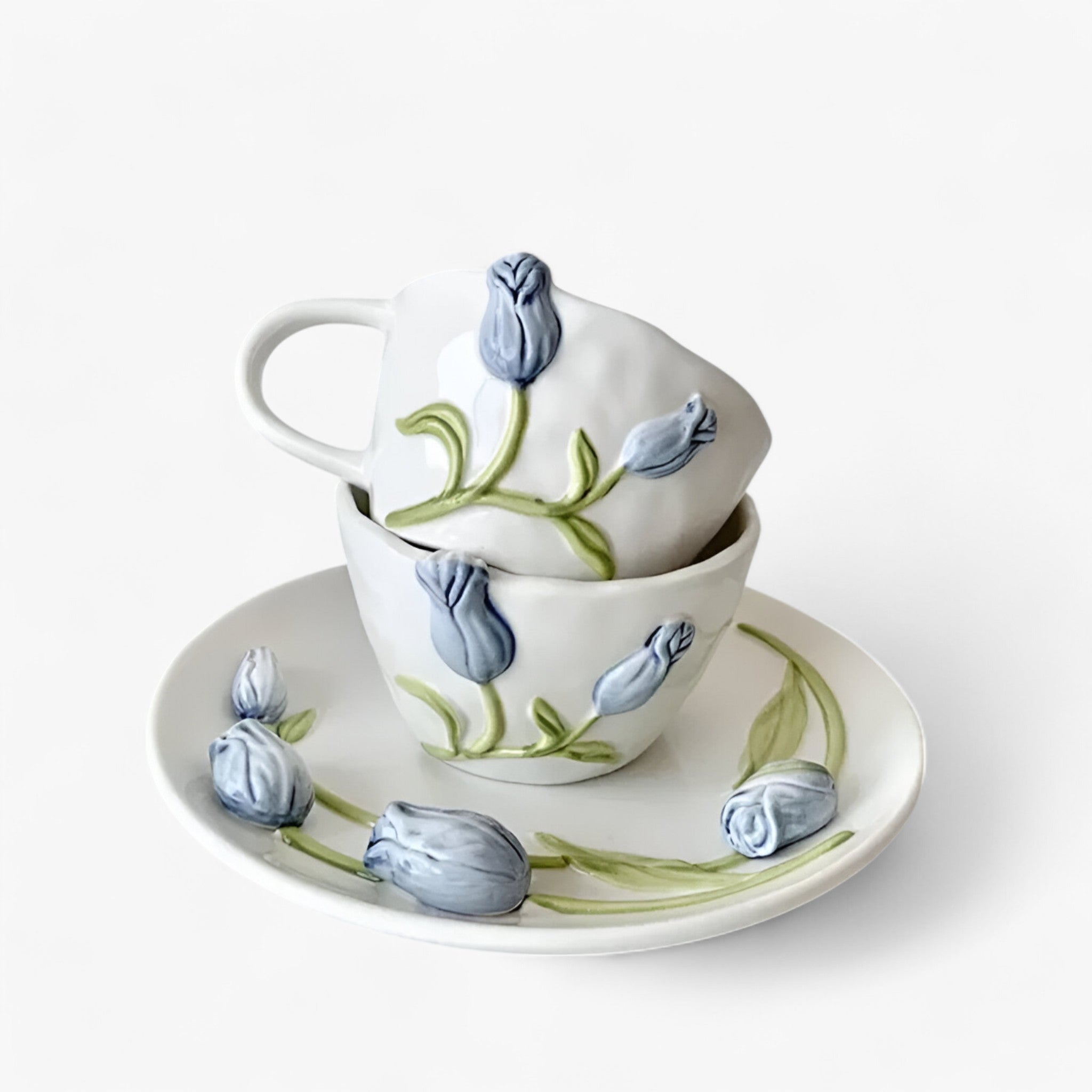 Florina | Tazza da caffè in ceramica creativa a forma di tulipano con piattino - - - Concept Palermo