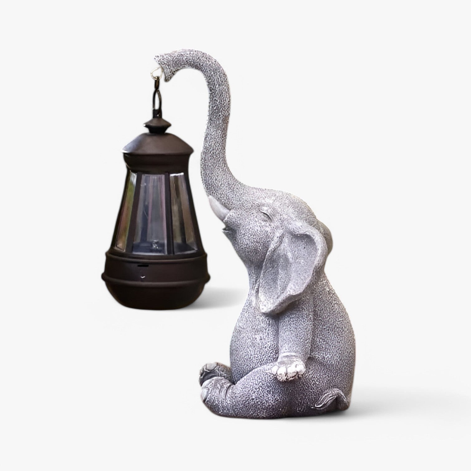 Lumi | Scultura Decorativa con Lanterna Solare - Elefante grigio - Garden home and garden - Concept Palermo