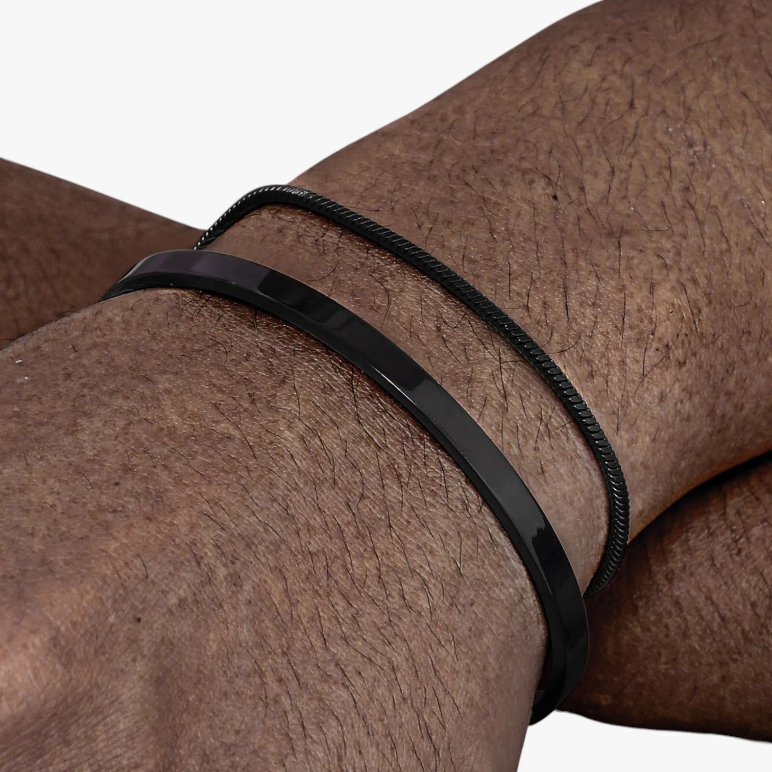 Philip | Set Bracciali Uomo in Acciaio con Dettagli Neri - nero - BRACELET bracelet for men BRACELETS mens bracelet - Concept Palermo