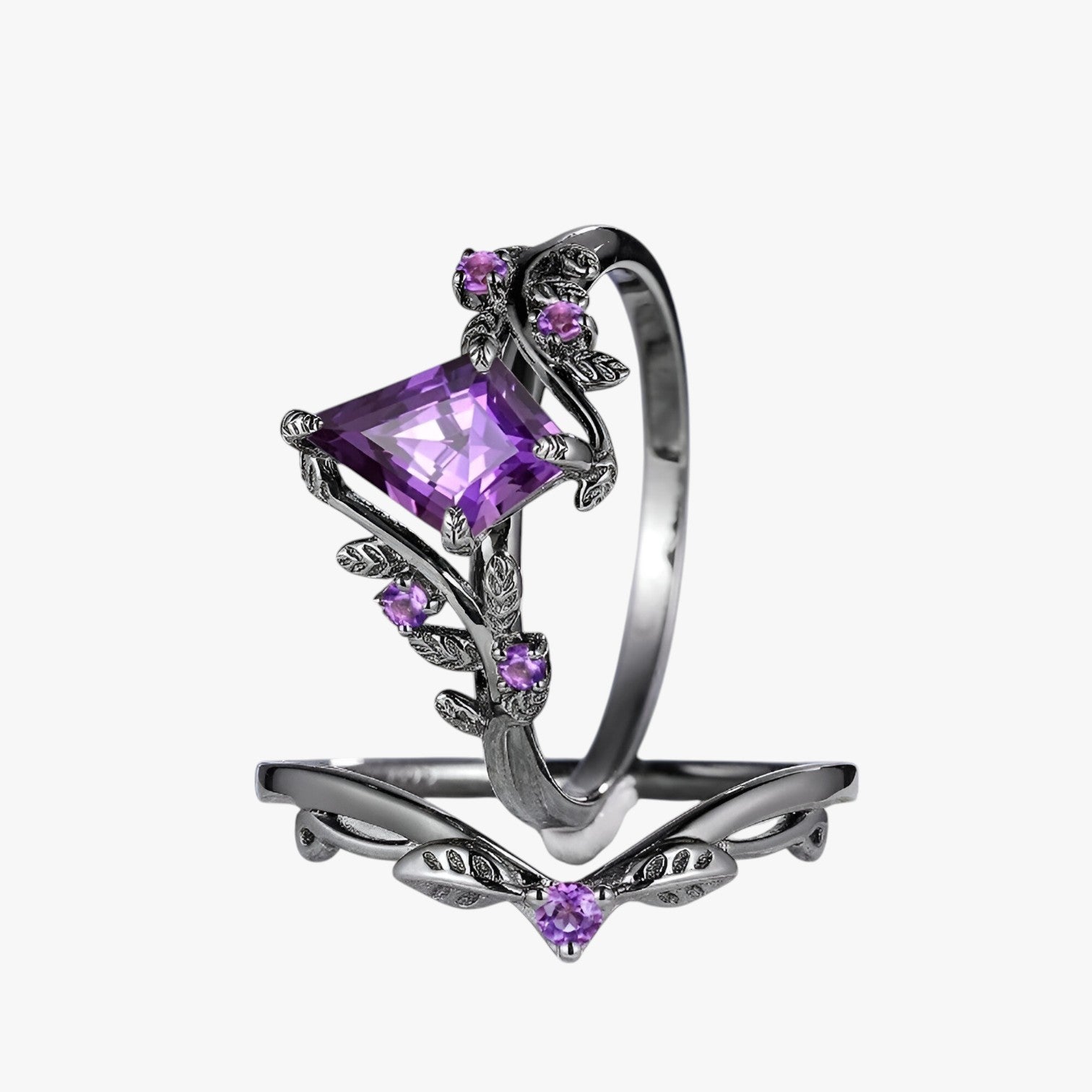 Eva | Set di Anelli Viola Impilabili Stile Goth Elegante - - Ring Rings women ring - Concept Palermo