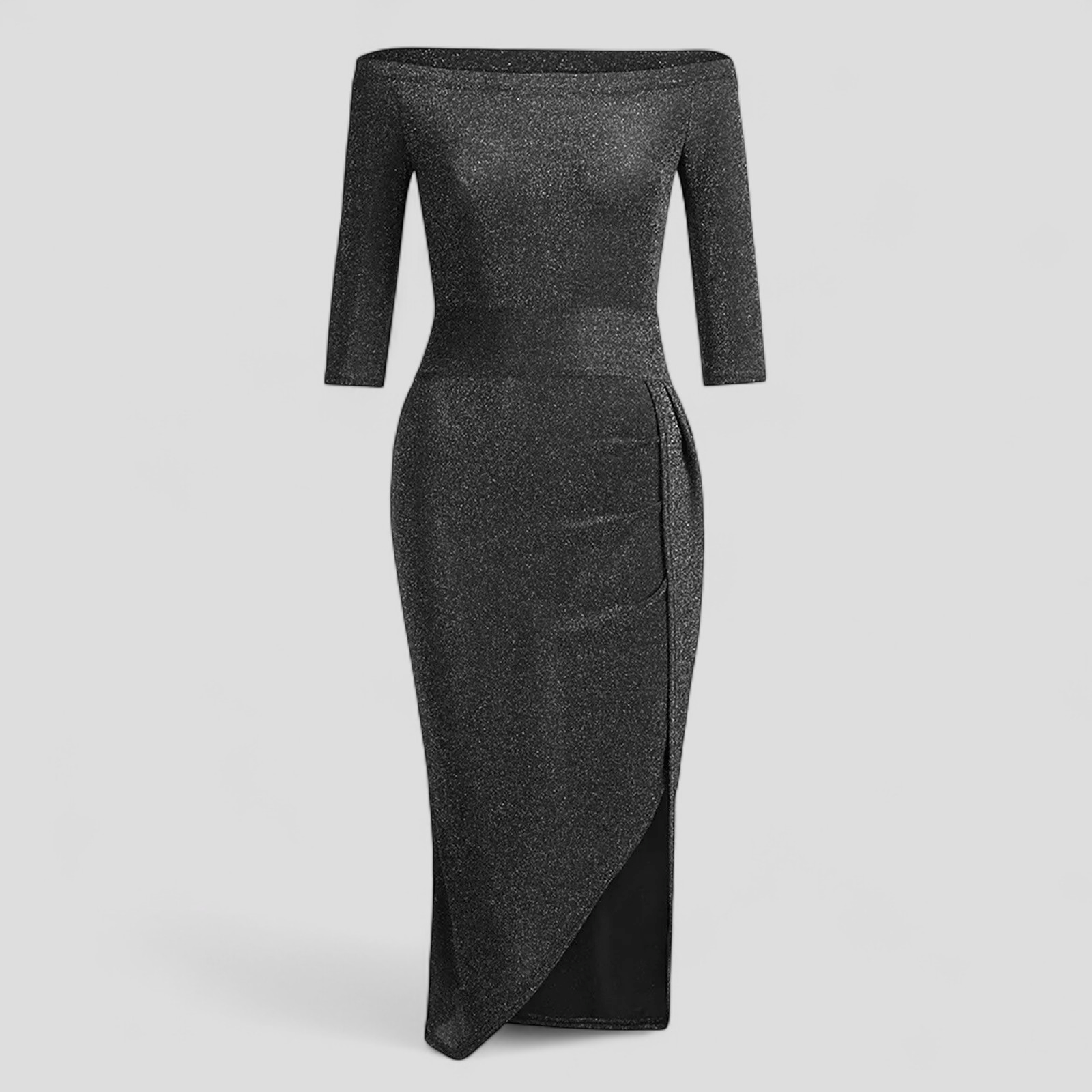 Karrisa | Abito Cerimonia Donna Elegante Estivo - Nero - abito elegante abito estivo abito in satin abito per eventi abito versatile fashion donna moda estate stile estivo vestito glamour vestito senza spalline - Concept Palermo