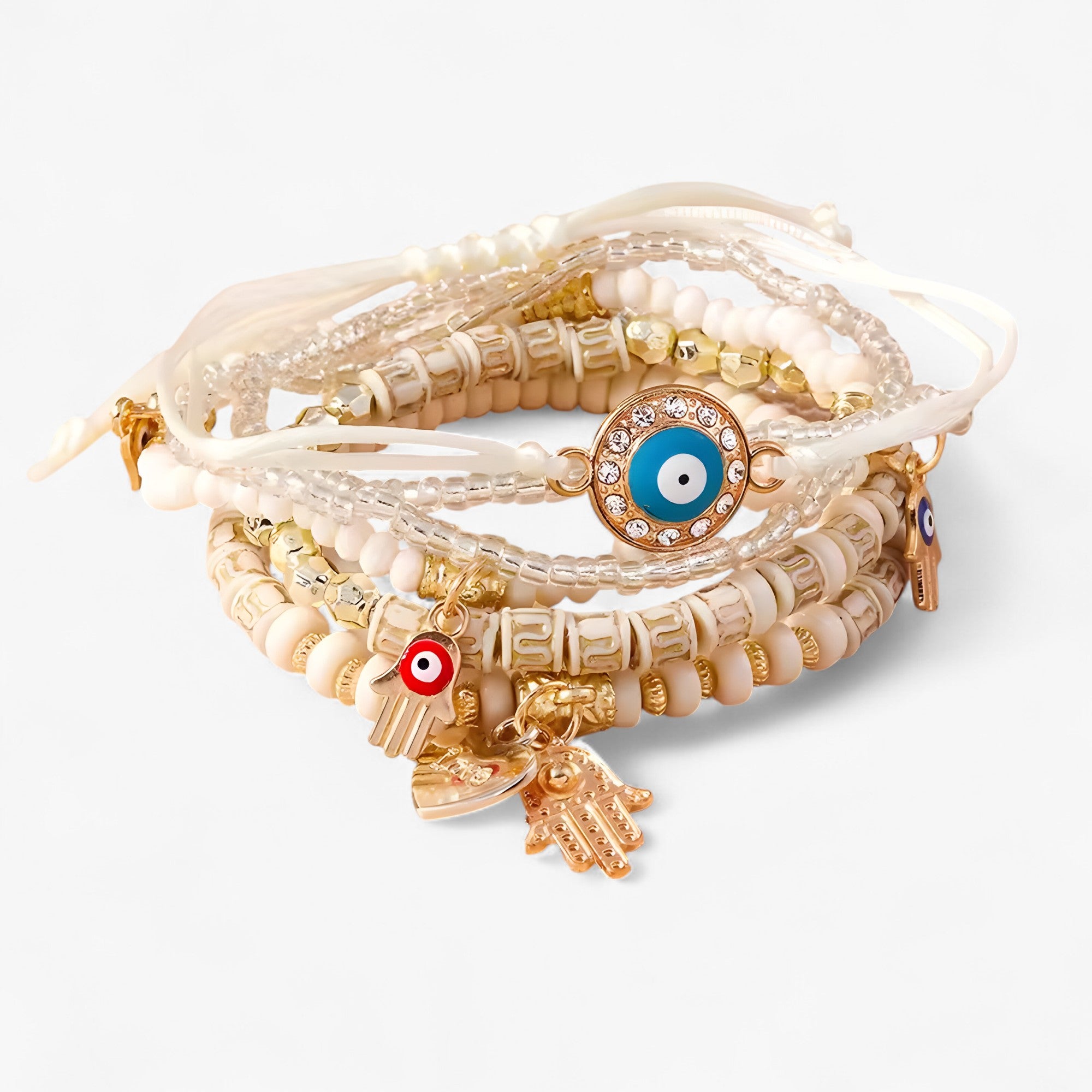 Mira | Braccialetto di perline multi-stile Charmed Essence con accenti Mano di Fatima - - CHANGE Jewellery - Concept Palermo